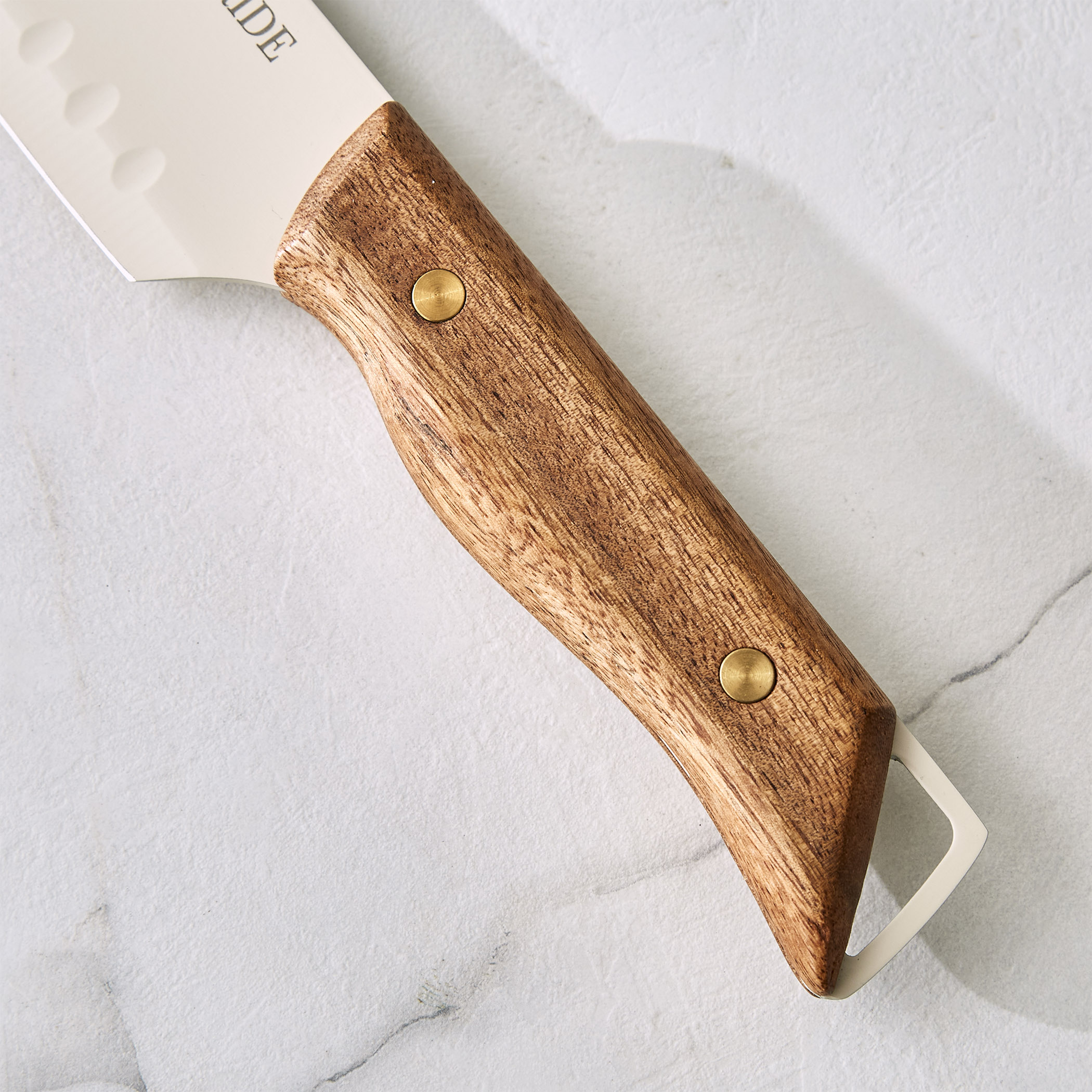 Chefs Pride Hampton Stainless Steel Santoku Knife with Acacia Wood Handle in Brown