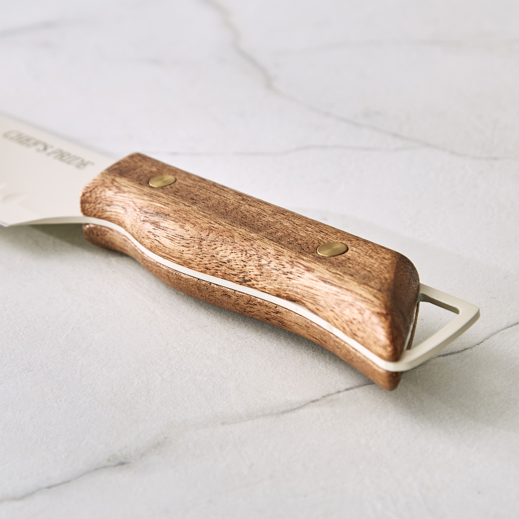 Chefs Pride Hampton Stainless Steel Santoku Knife with Acacia Wood Handle in Brown