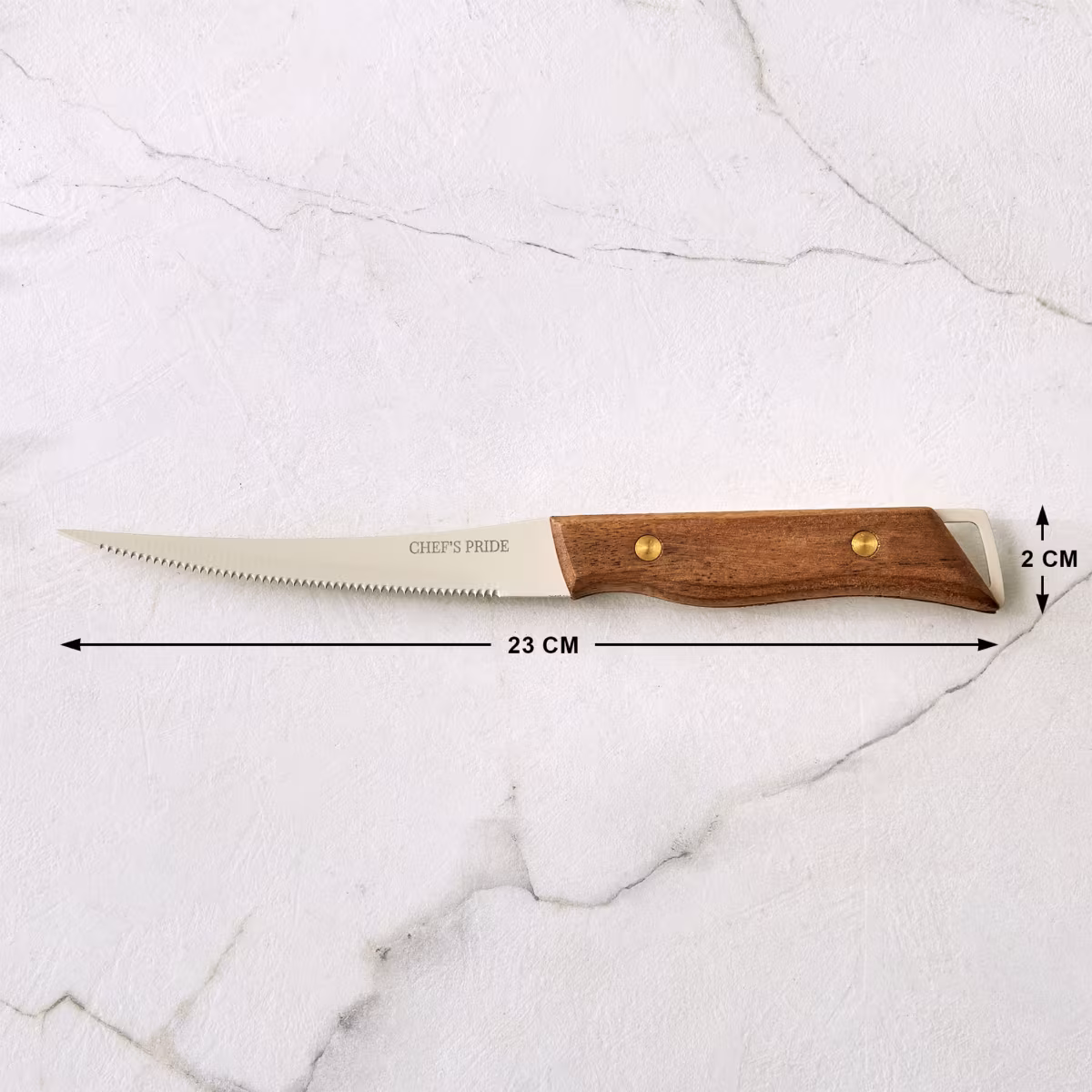 Chefs Pride Hampton Stainless Steel Knife with Acacia Wood Handle in Brown
