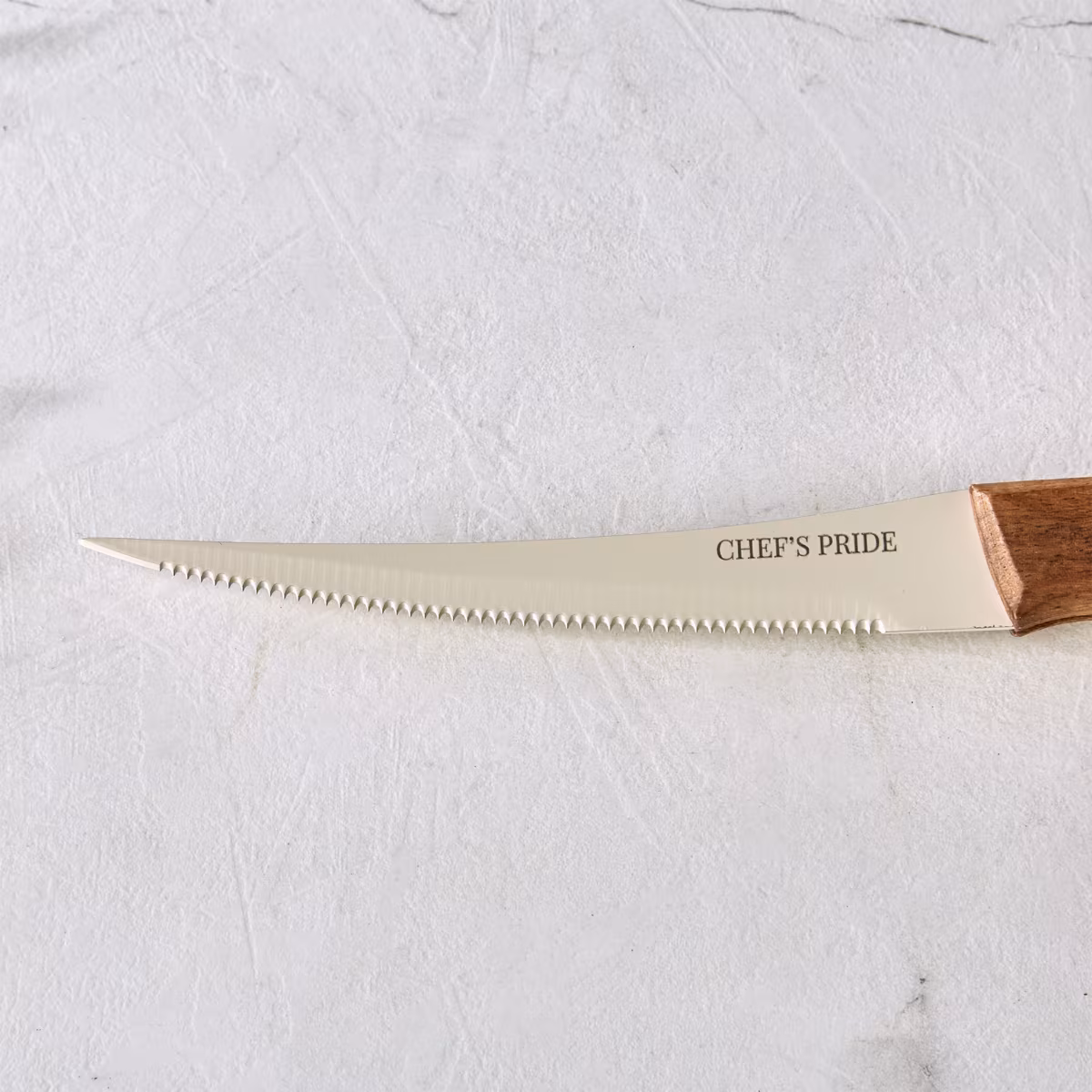 Chefs Pride Hampton Stainless Steel Knife with Acacia Wood Handle in Brown