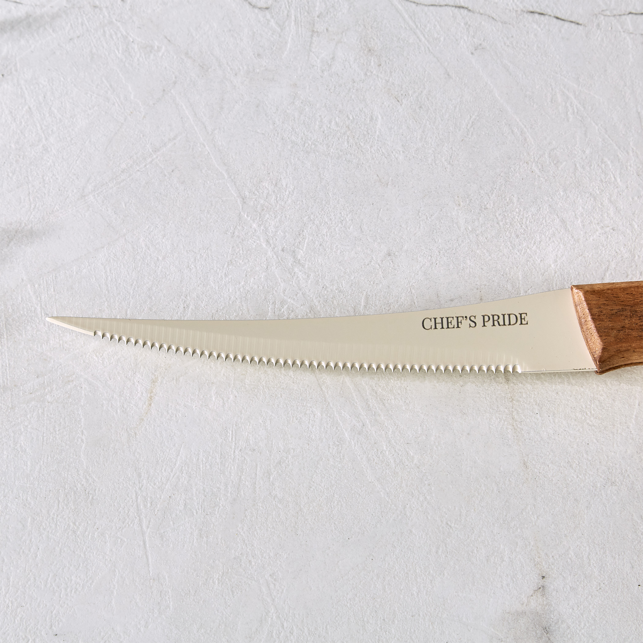Chefs Pride Hampton Stainless Steel Knife with Acacia Wood Handle in Brown