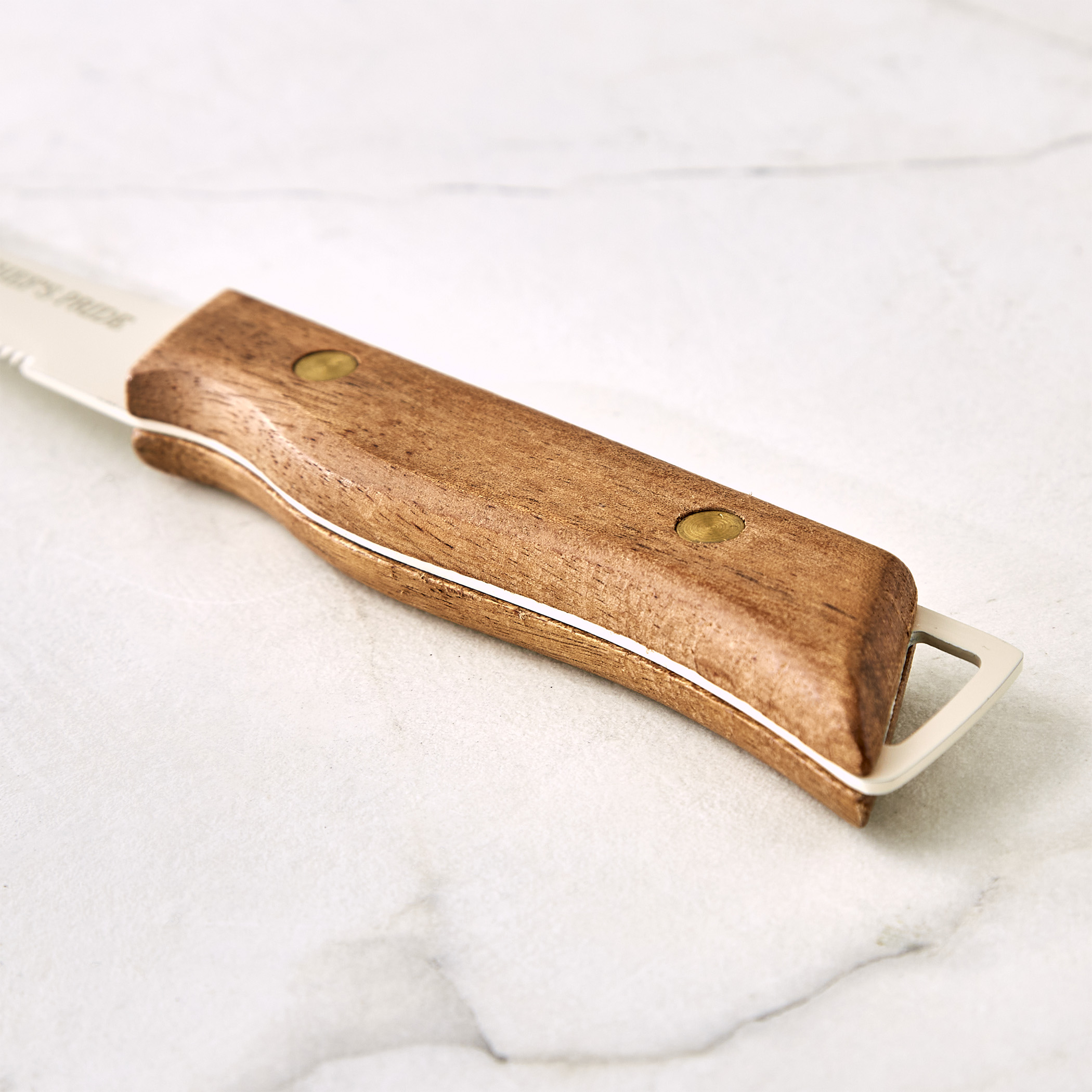Chefs Pride Hampton Stainless Steel Knife with Acacia Wood Handle in Brown