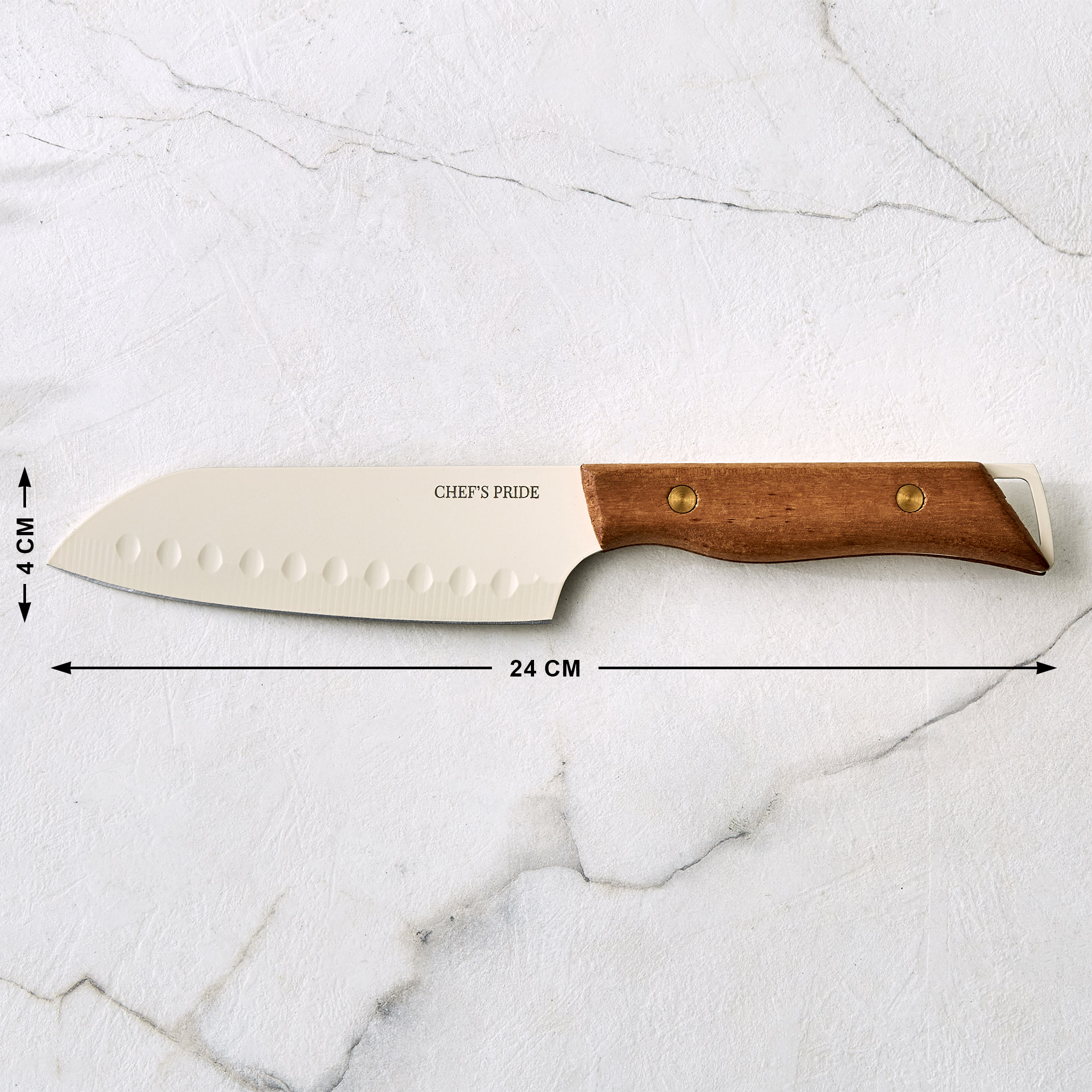 Chefs Pride Hampton Stainless Steel Santoku Knife in Brown