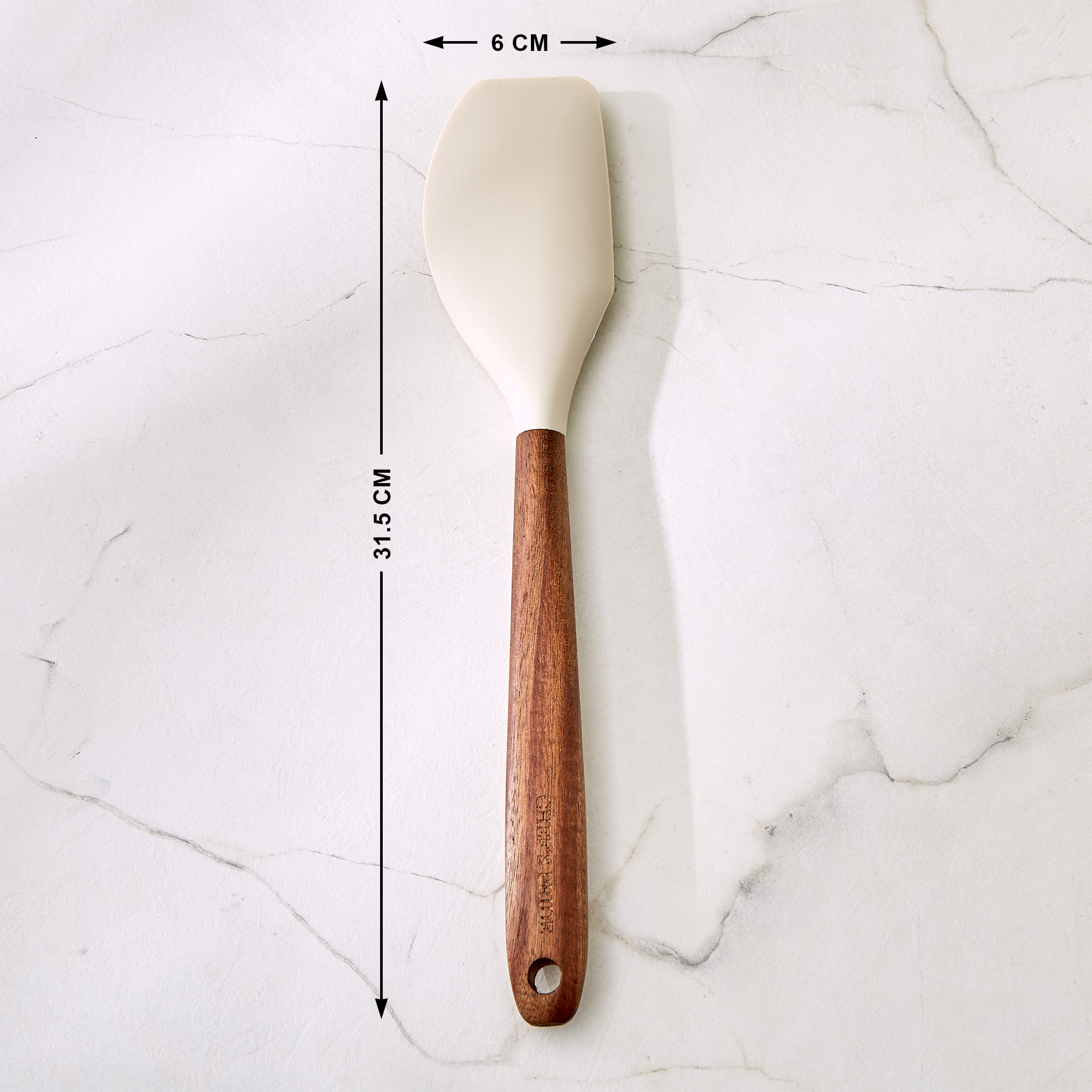 Chefs Pride Zeta Silicone Spatula with Acacia Wood Handle in Cream