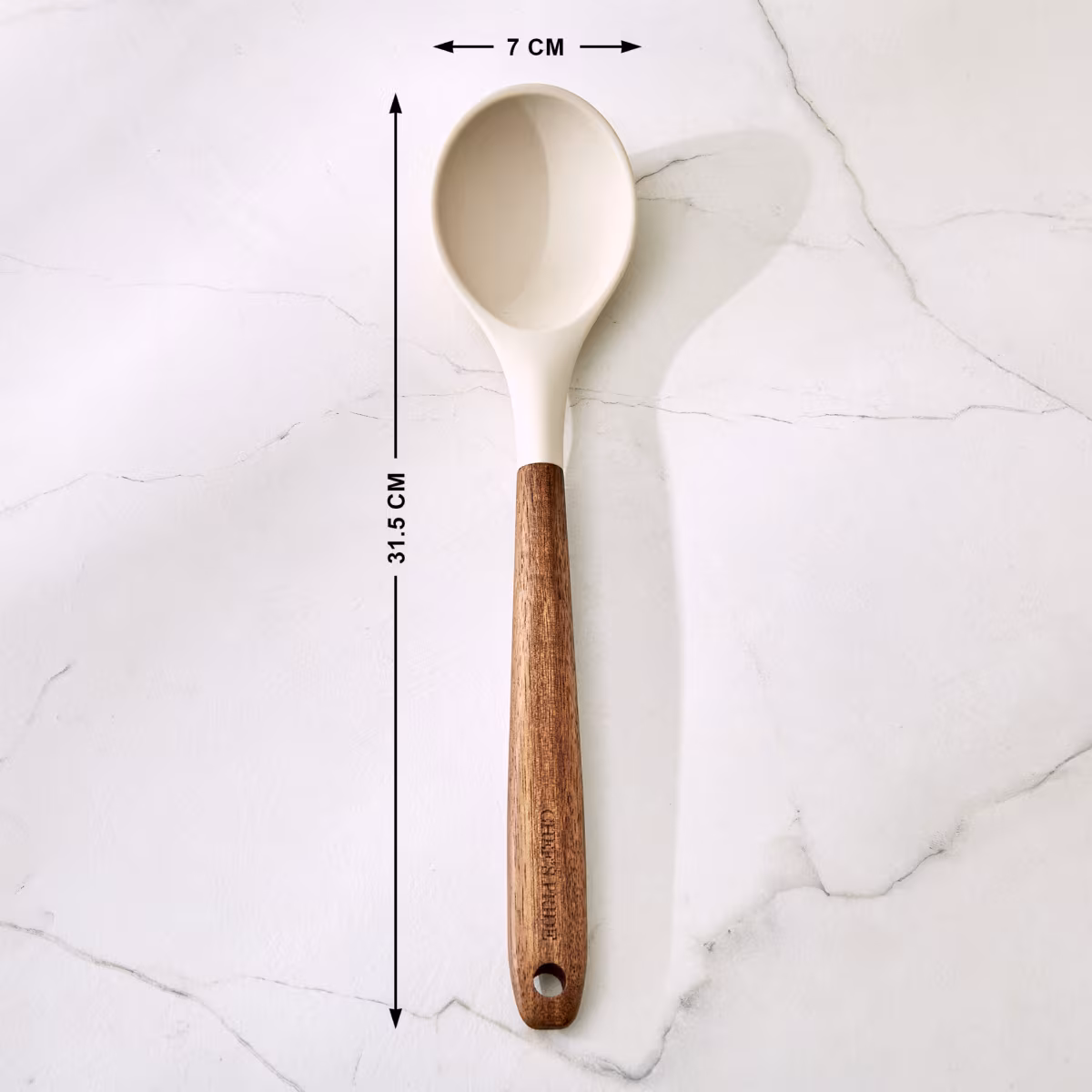 Chefs Pride Zeta Silicone Spoon with Wooden Handle in Cream