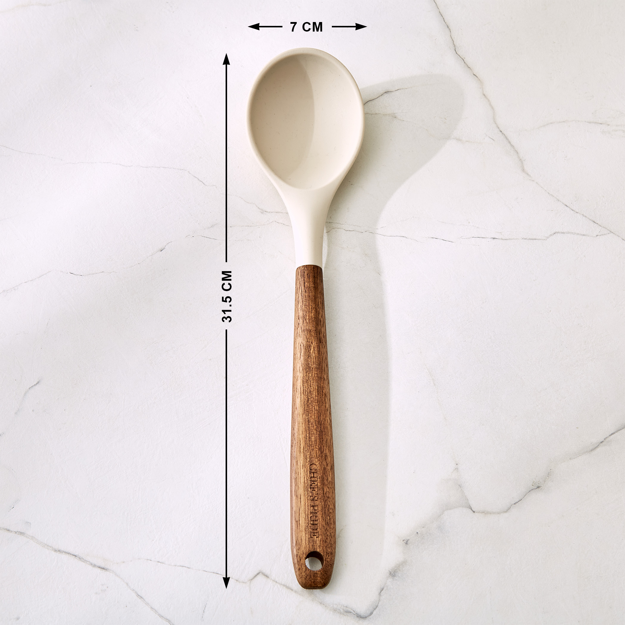 Chefs Pride Zeta Silicone Spoon with Wooden Handle in Cream