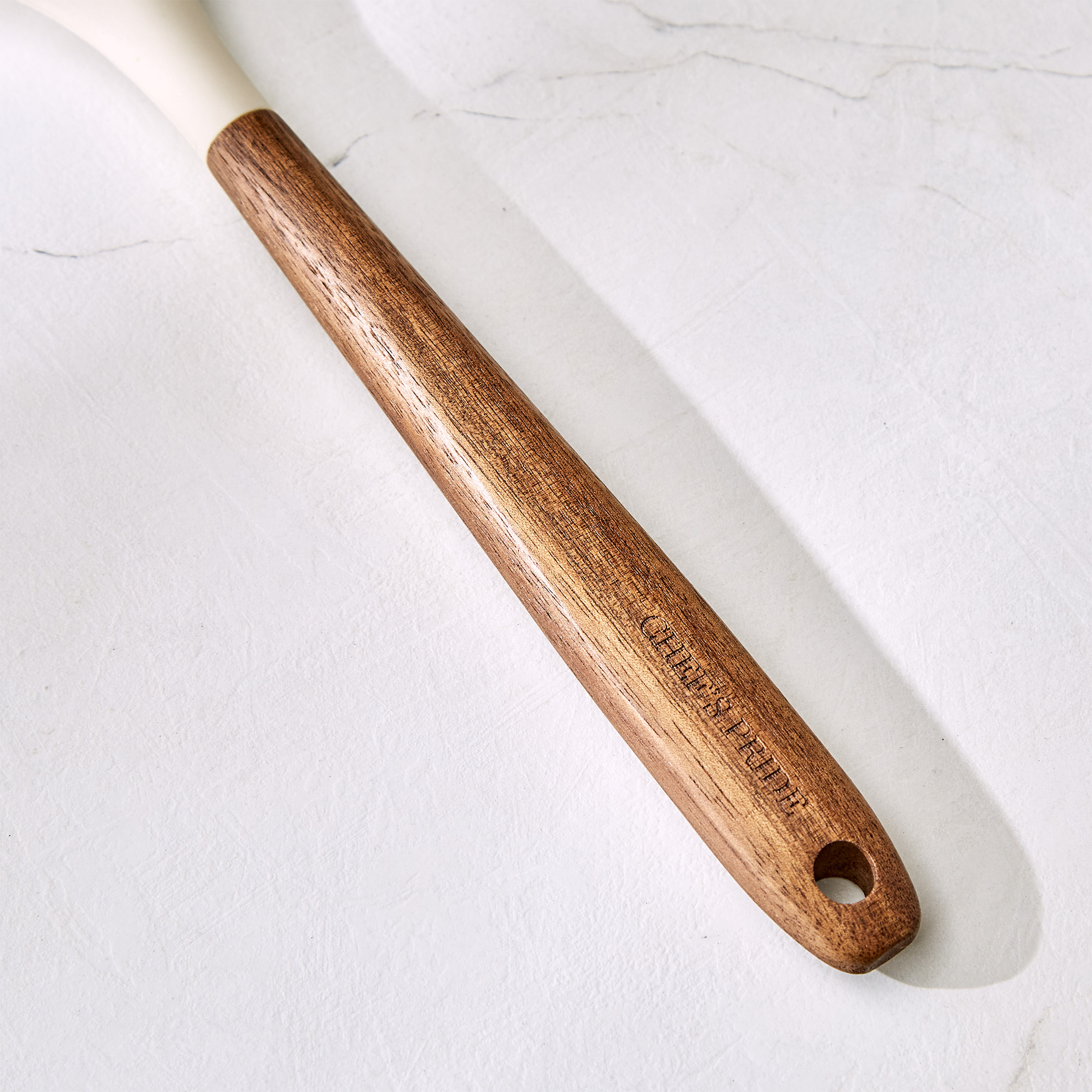 Chefs Pride Zeta Silicone Spoon with Wooden Handle in Cream