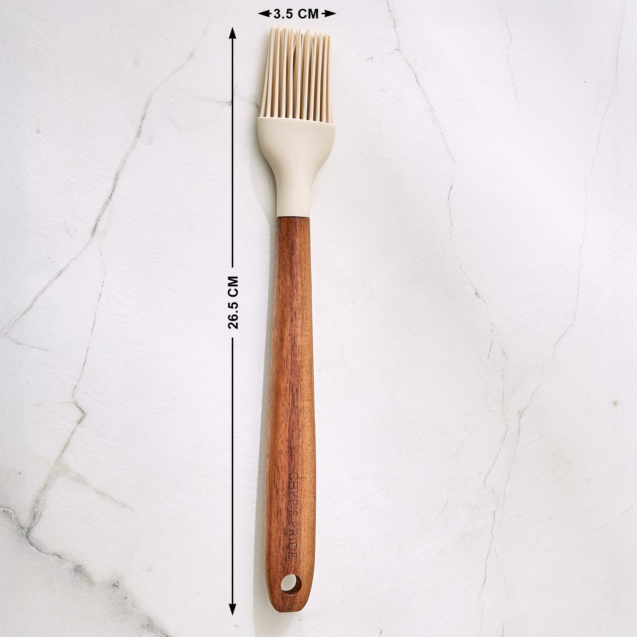Chefs Pride Zeta Silicone Oil Brush with Acacia Wood Handle in Cream