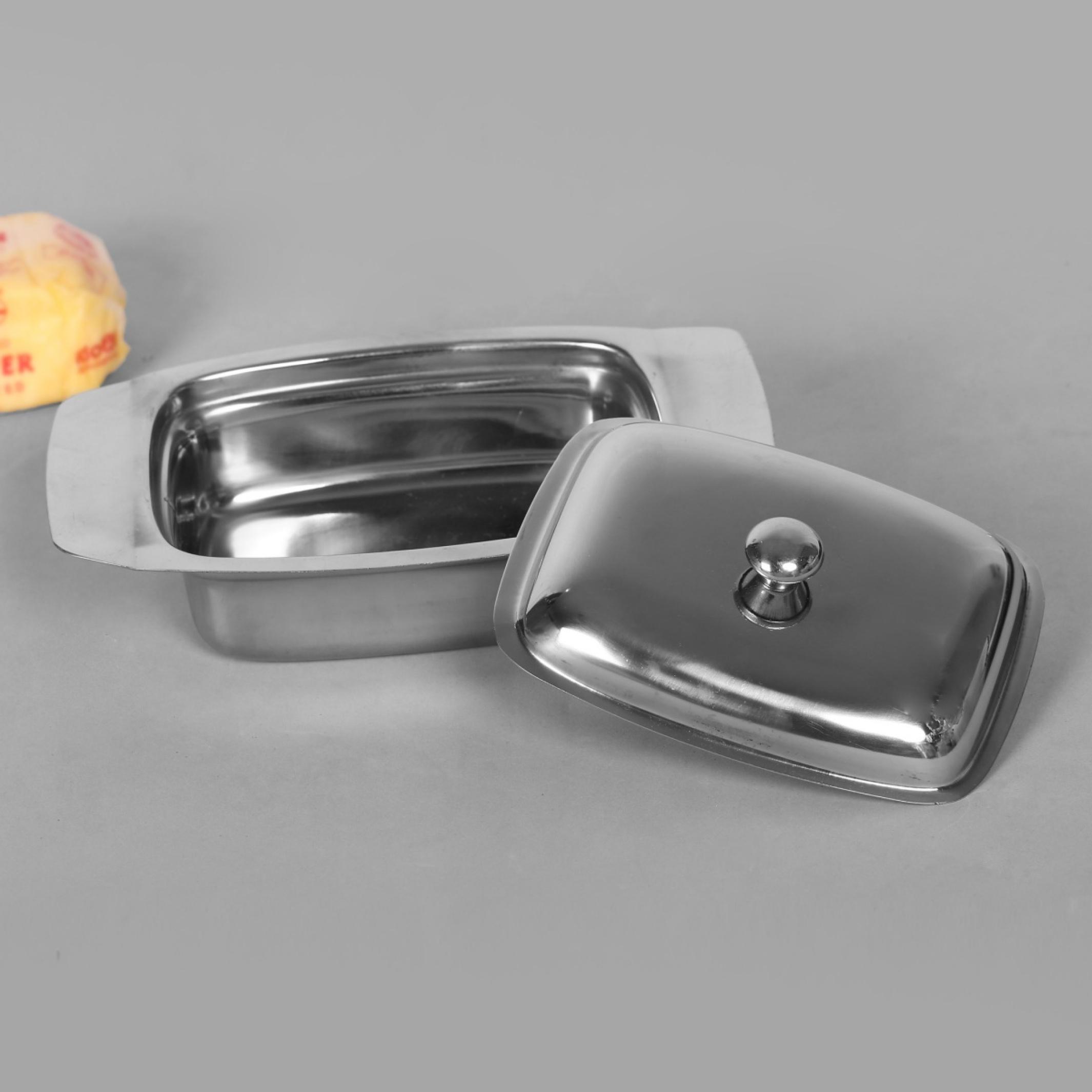Glovia Stainless Steel Butter Dish in Silver