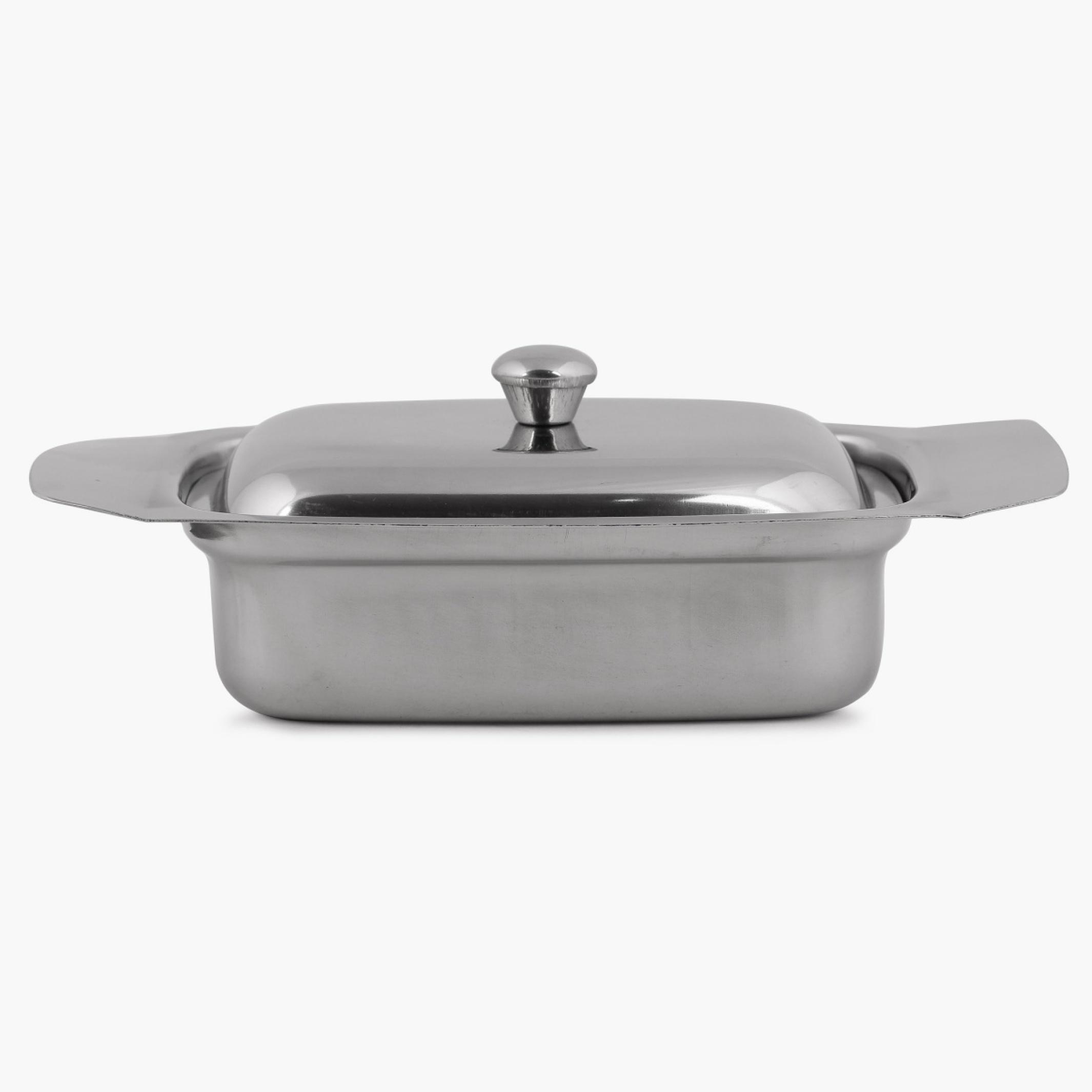 Glovia Stainless Steel Butter Dish in Silver