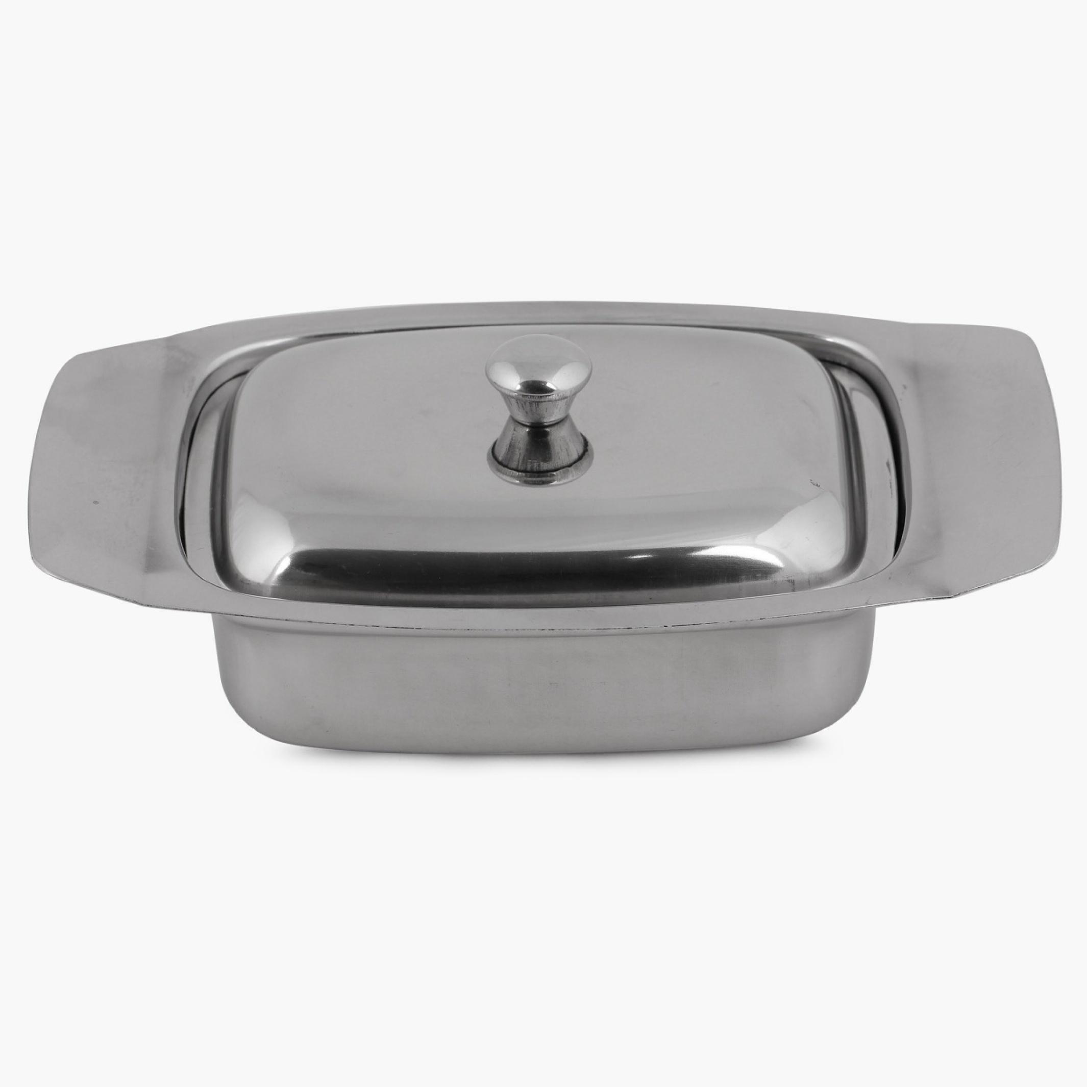 Glovia Stainless Steel Butter Dish in Silver