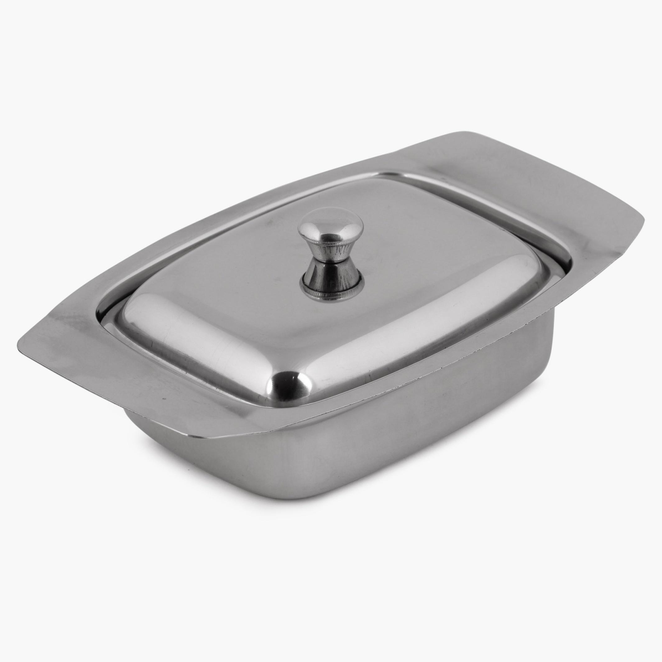Glovia Stainless Steel Butter Dish in Silver