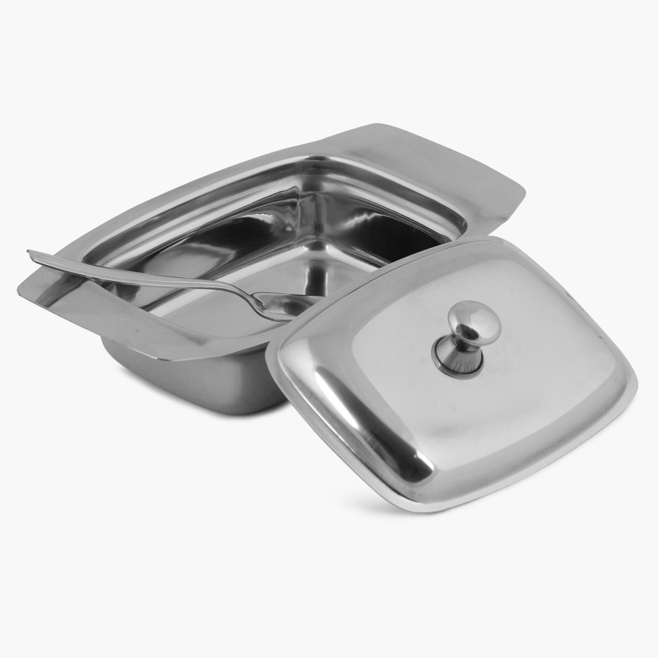 Glovia Stainless Steel Butter Dish in Silver