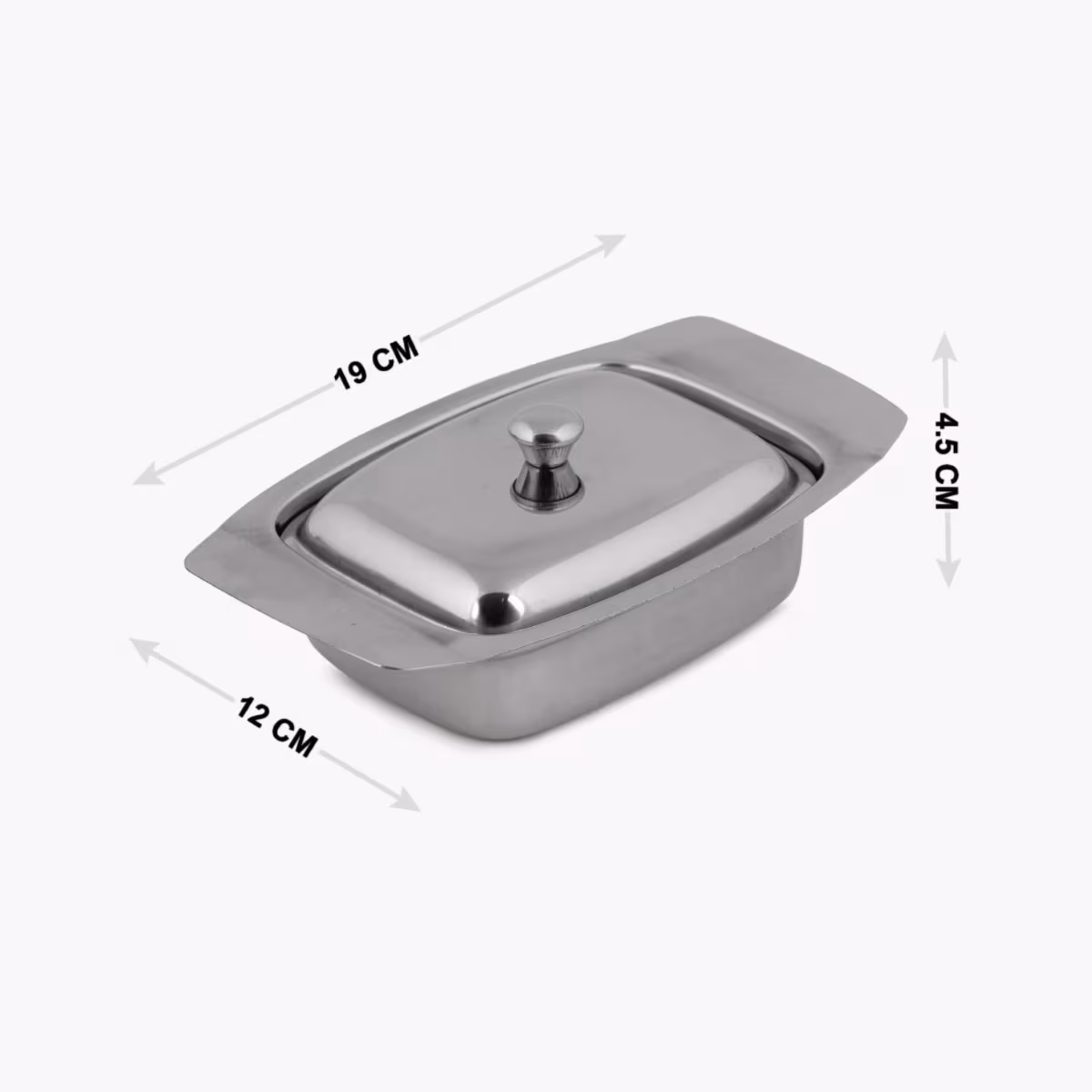 Glovia Stainless Steel Butter Dish in Silver