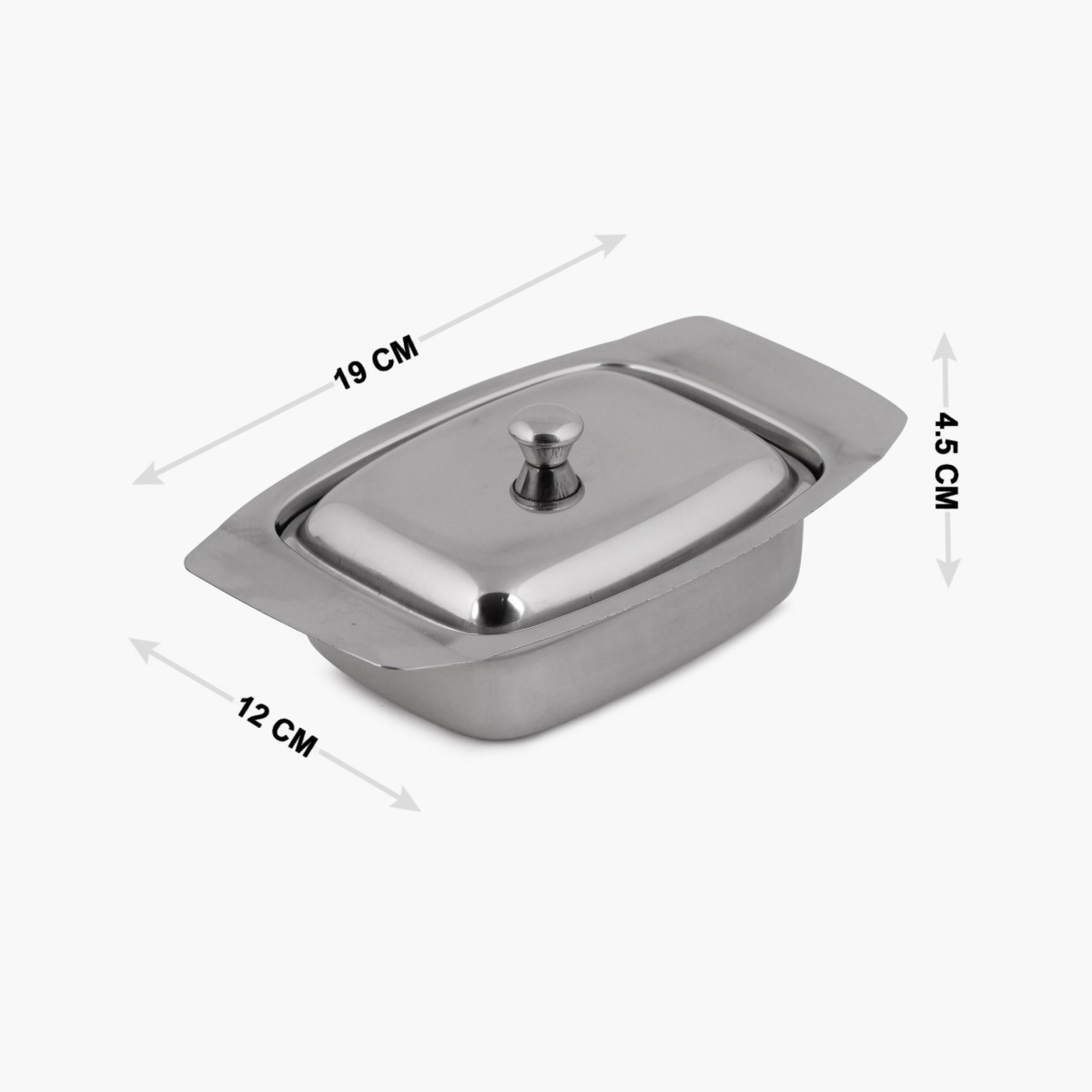 Glovia Stainless Steel Butter Dish in Silver