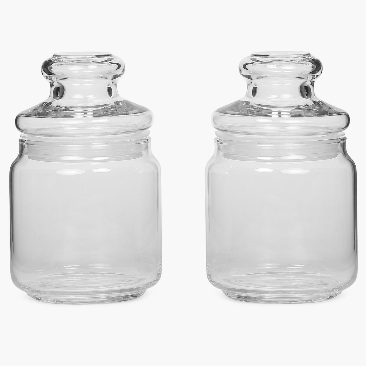 OCEAN Set of 2 Glass Pop Jars - 500ml in Transparent