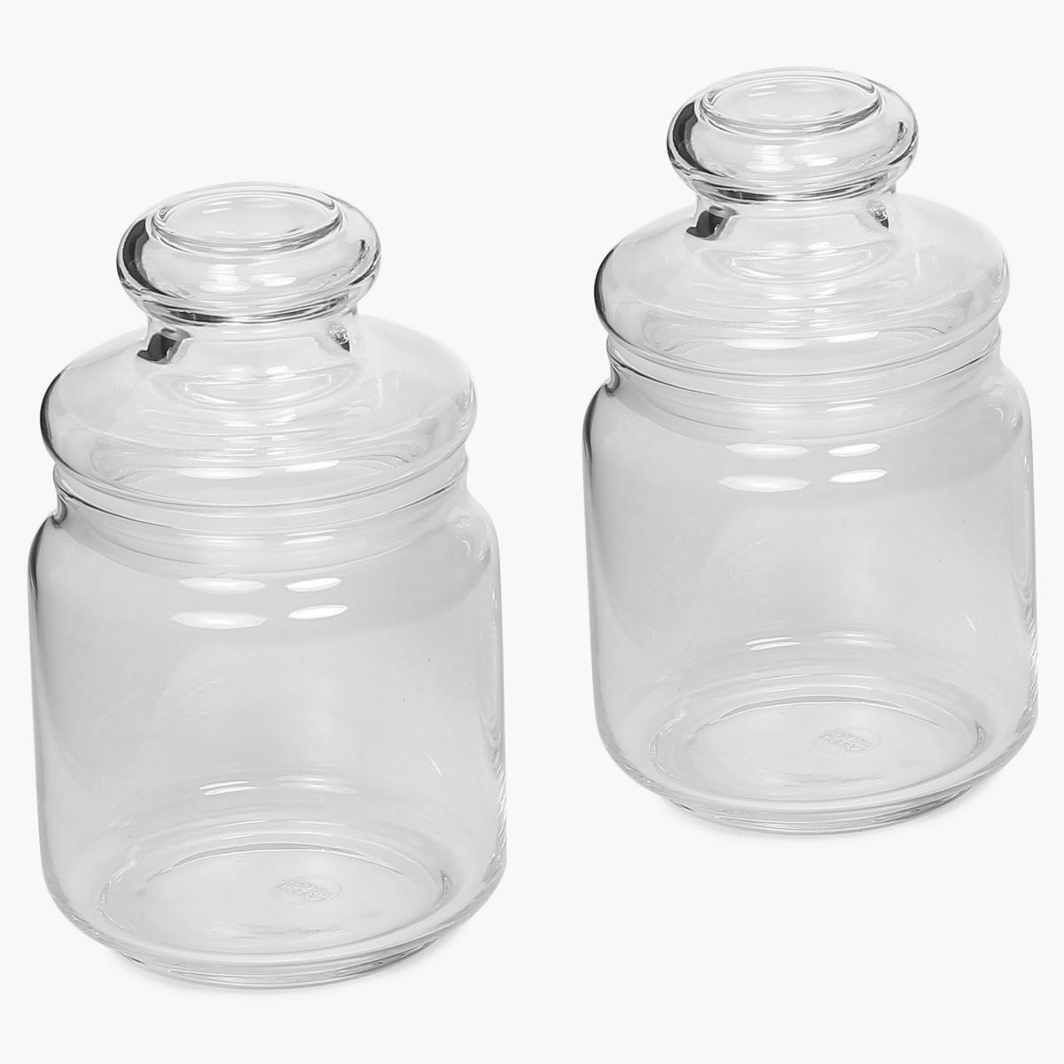 OCEAN Set of 2 Glass Pop Jars - 500ml in Transparent