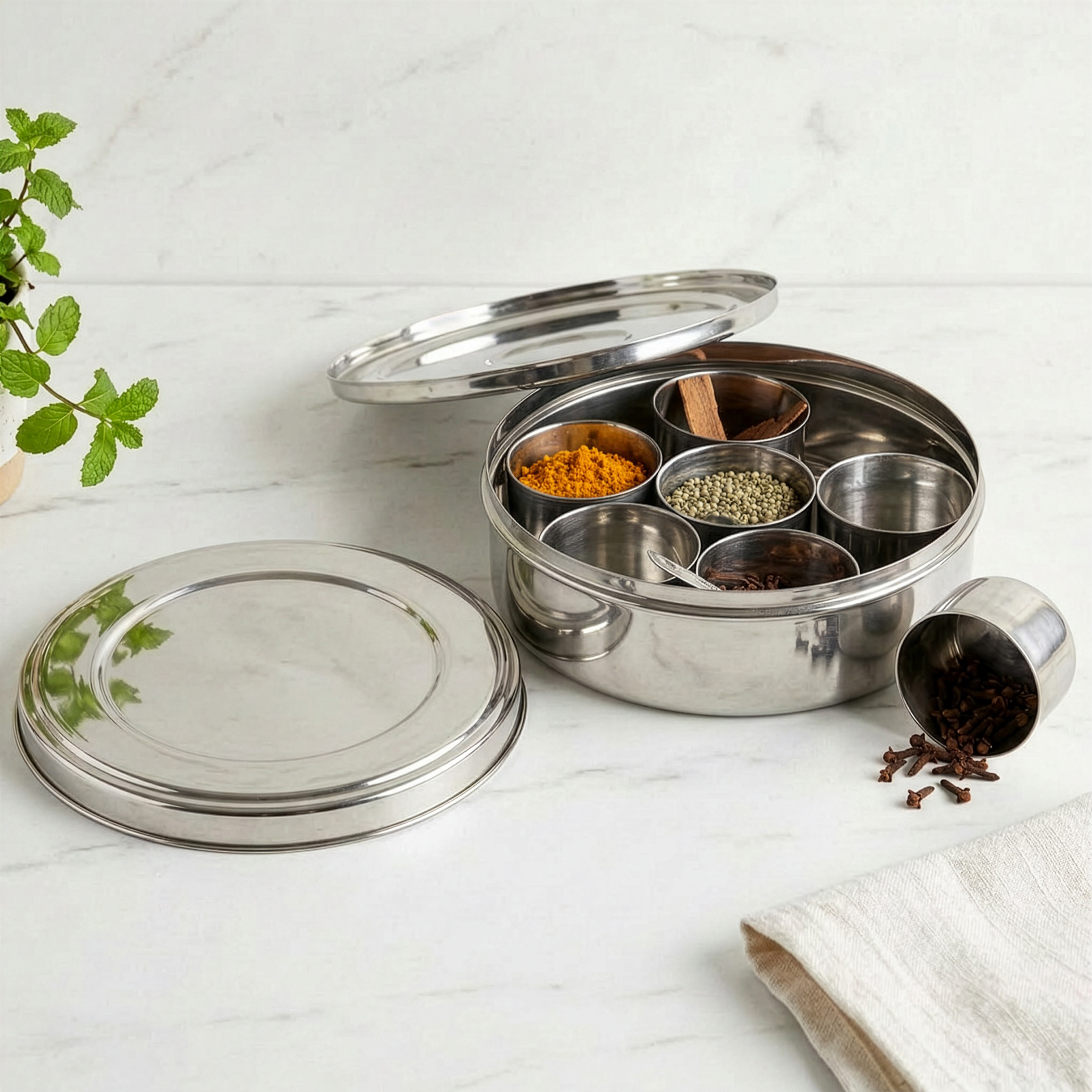 Glovia Weston Stainless Steel Spice Box in Silver