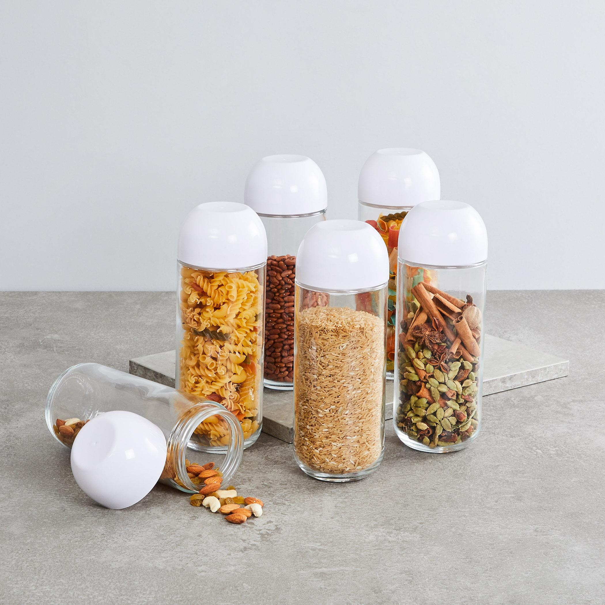 Siattle Regal Set of 6 Glass Storage Jars -1L in Transparent
