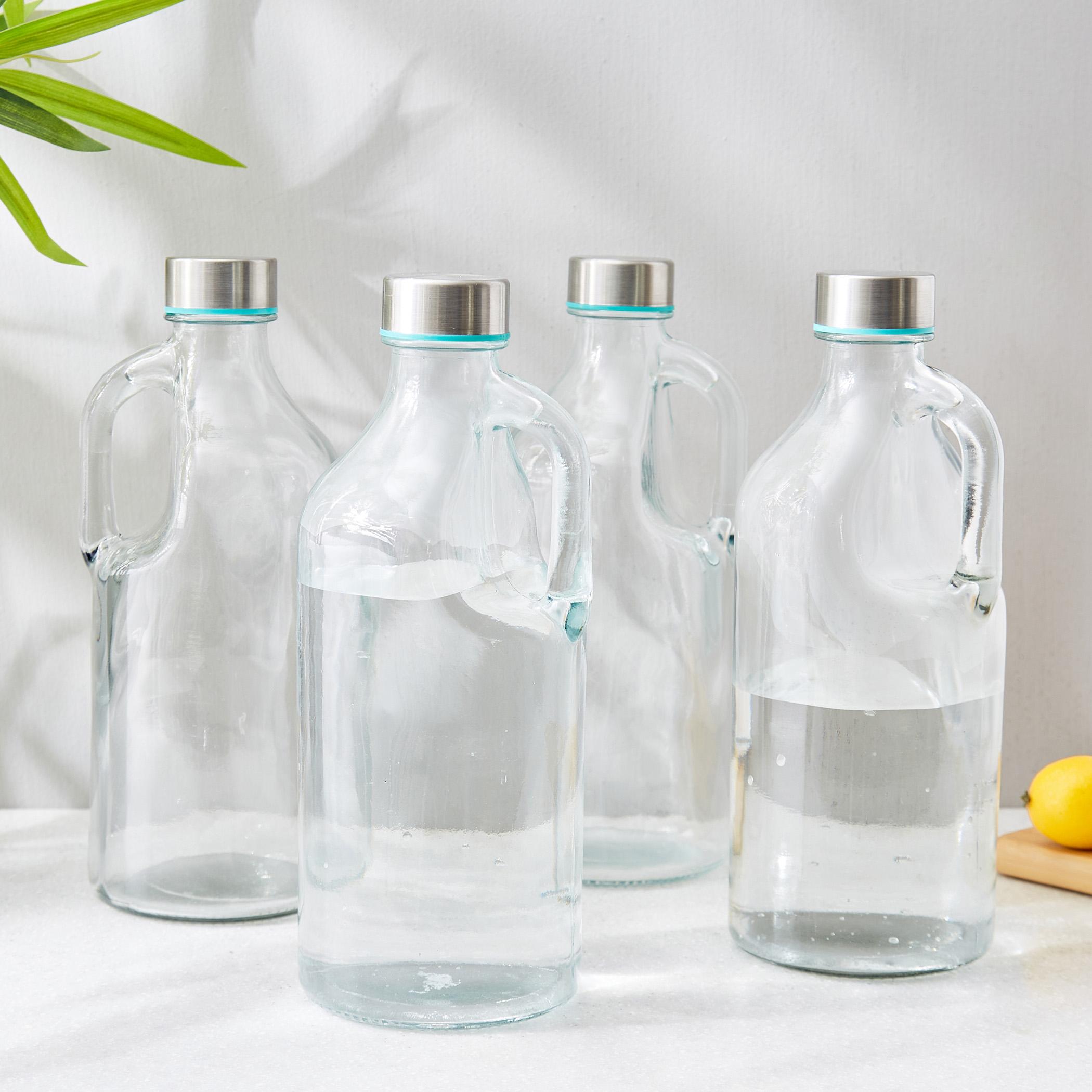 Marley Orlanto Set of 4 Glass Bottles - 1L in Transparent