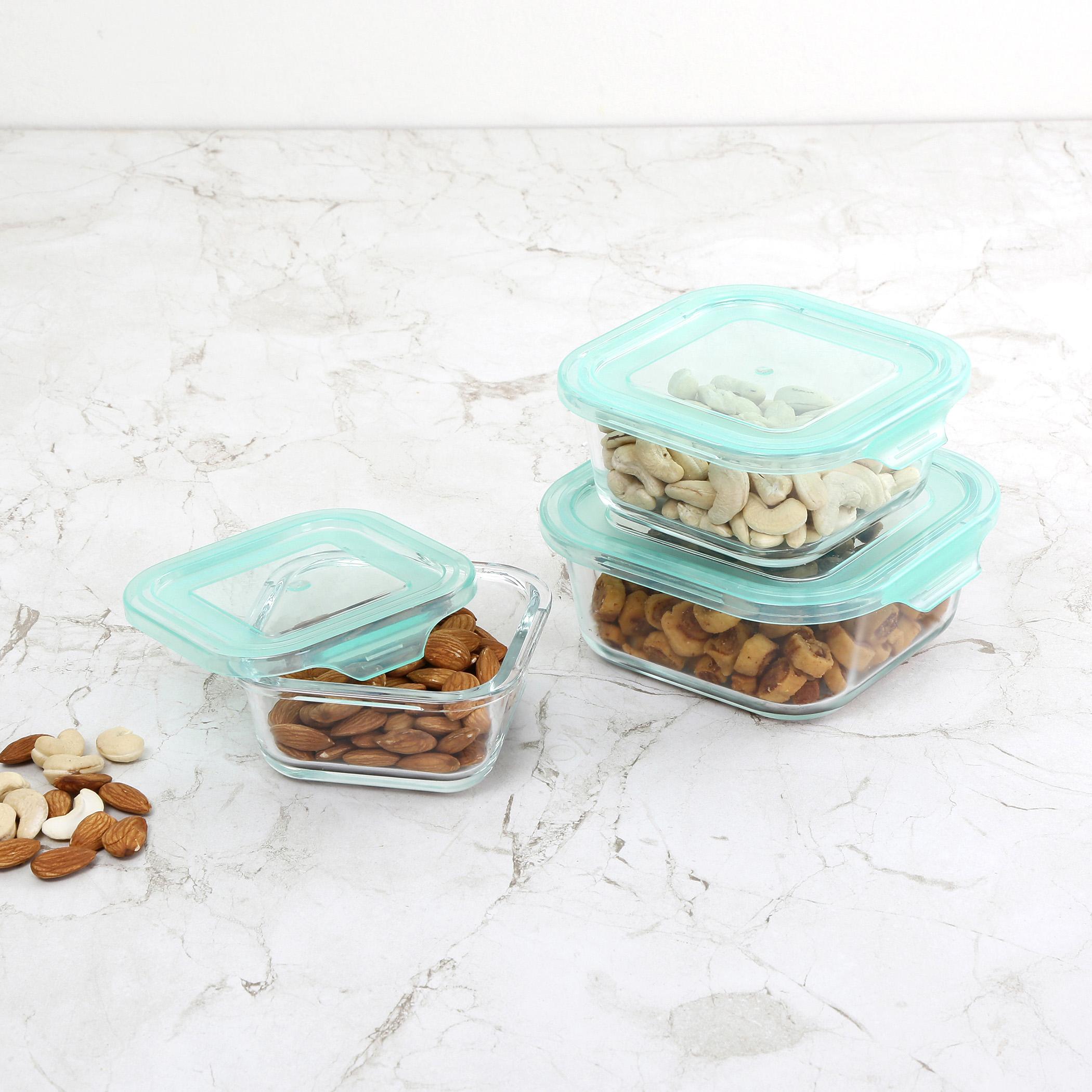 Corsica Palestine Set of 3 Glass Storage Containers - 320ml in Transparent