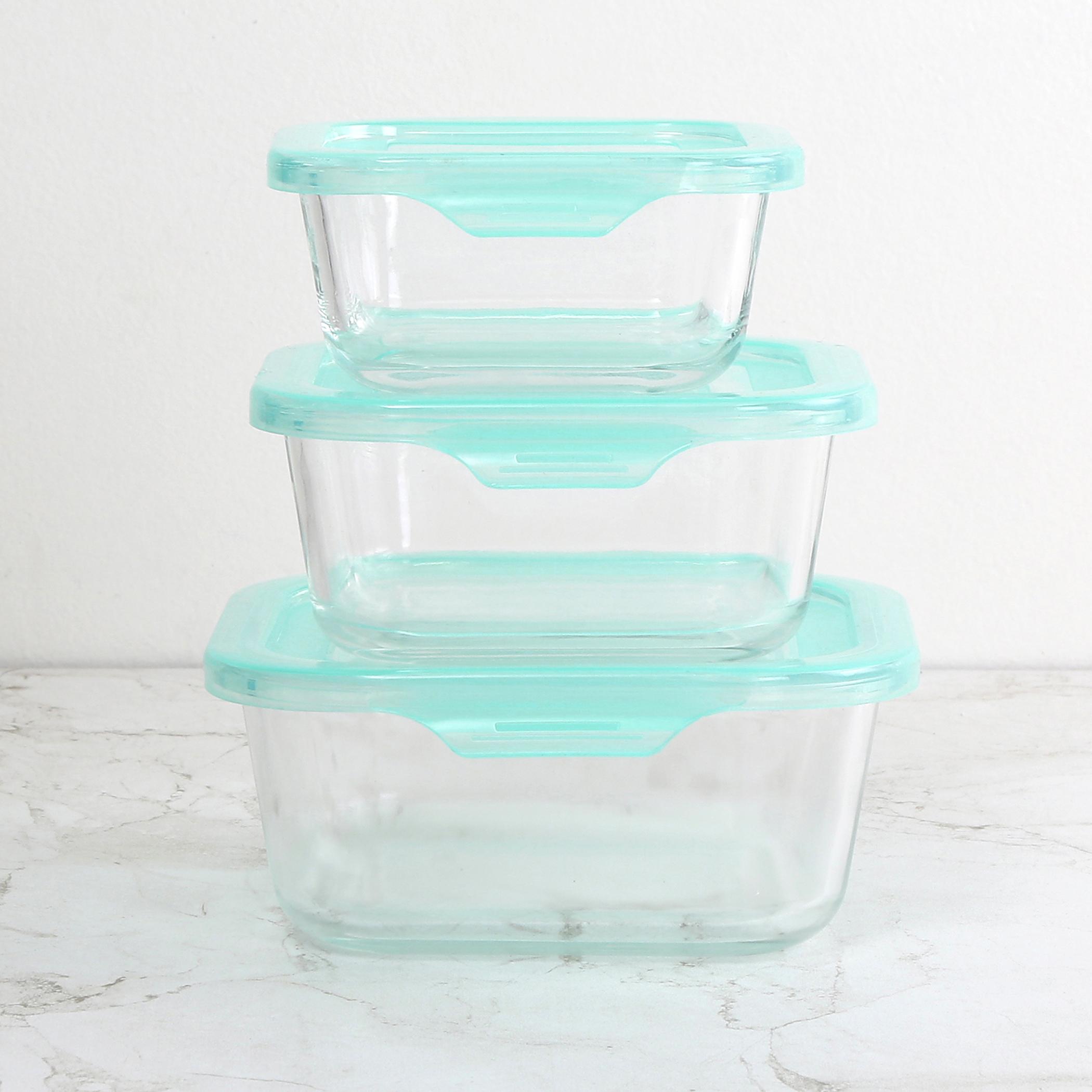 Corsica Palestine Set of 3 Glass Storage Containers - 320ml in Transparent