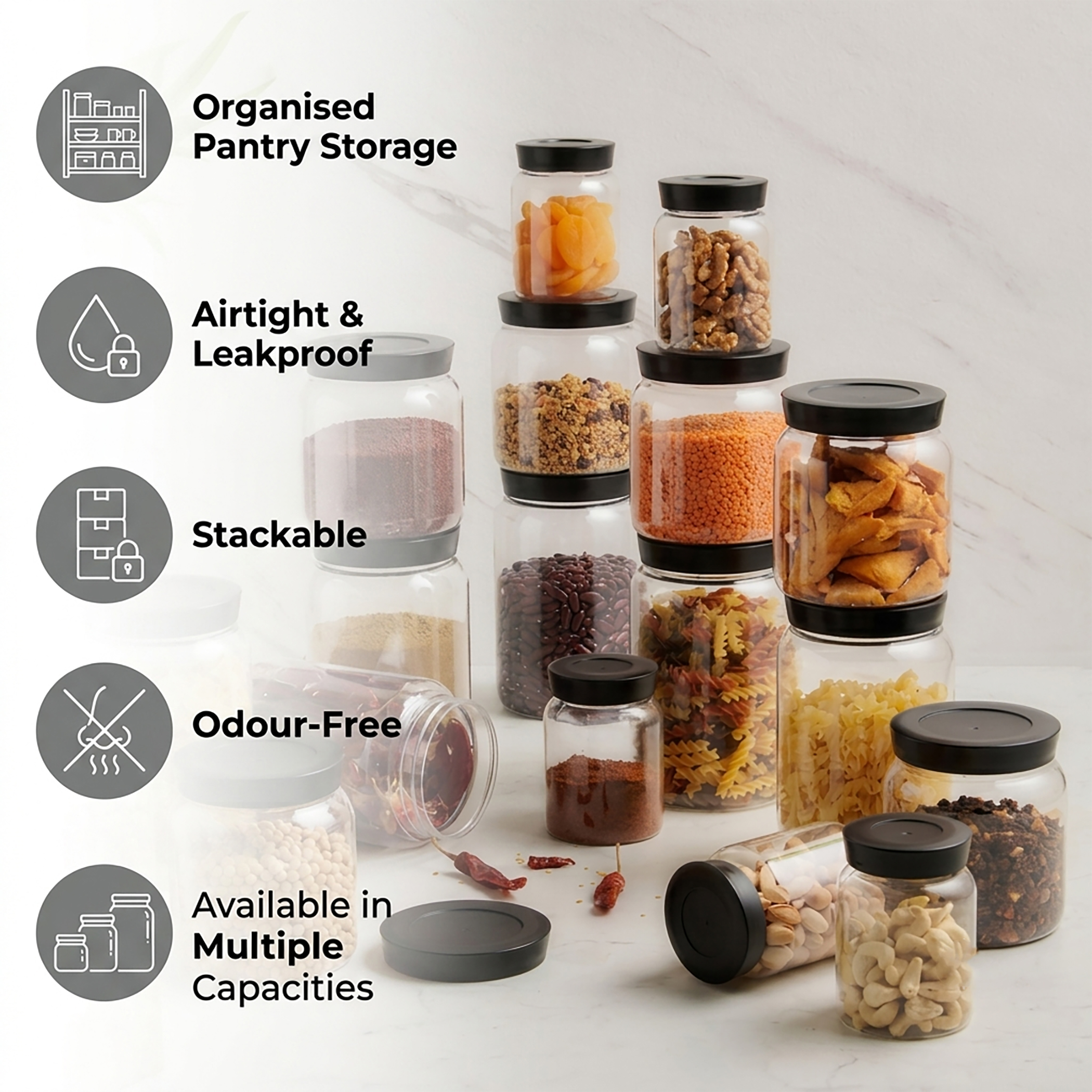 Barbados Set of 18 Pet Canisters in Black