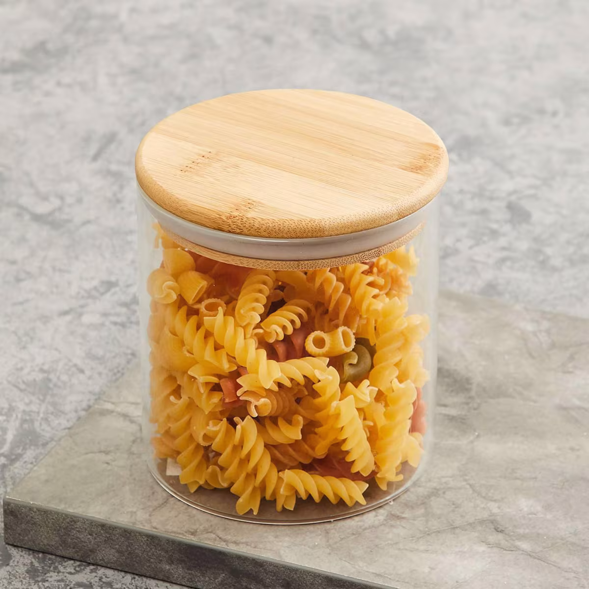 Palestine Borosilicate Jar with Bamboo Lid - 600ml in Transparent