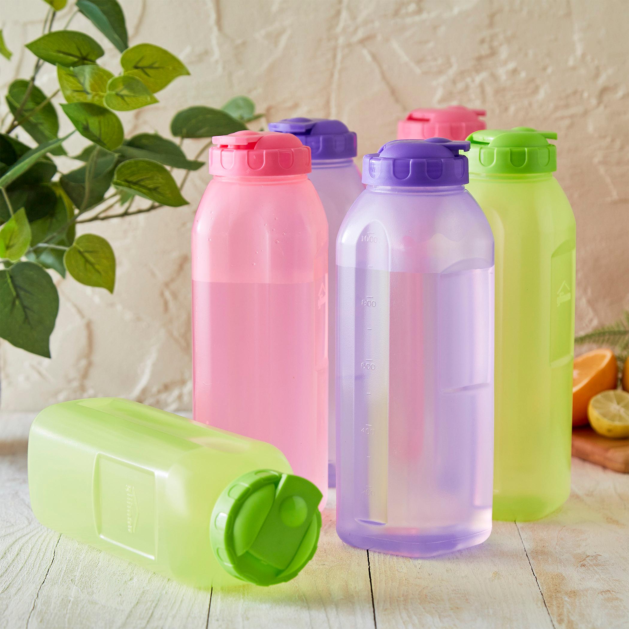 Corsica Oasis Set of 6 Square Spout Bottles - 1.2L in Multicolour