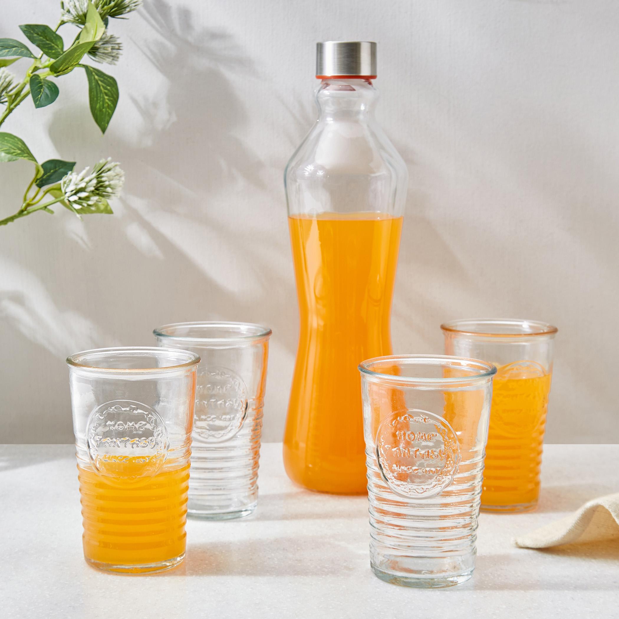 Garnet 5Pcs Glass Bottle and Tumbler Set in Transparent