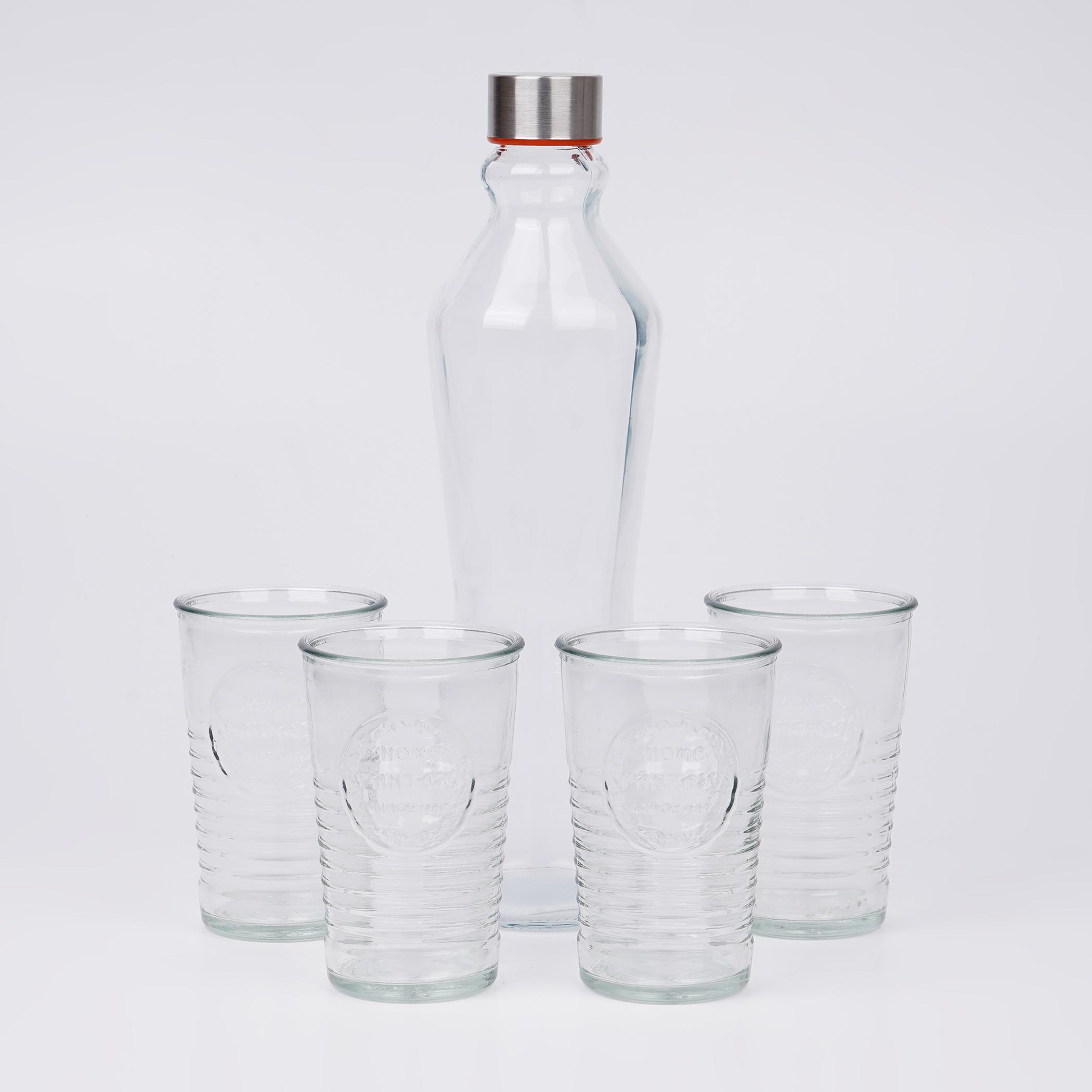 Garnet 5Pcs Glass Bottle and Tumbler Set in Transparent