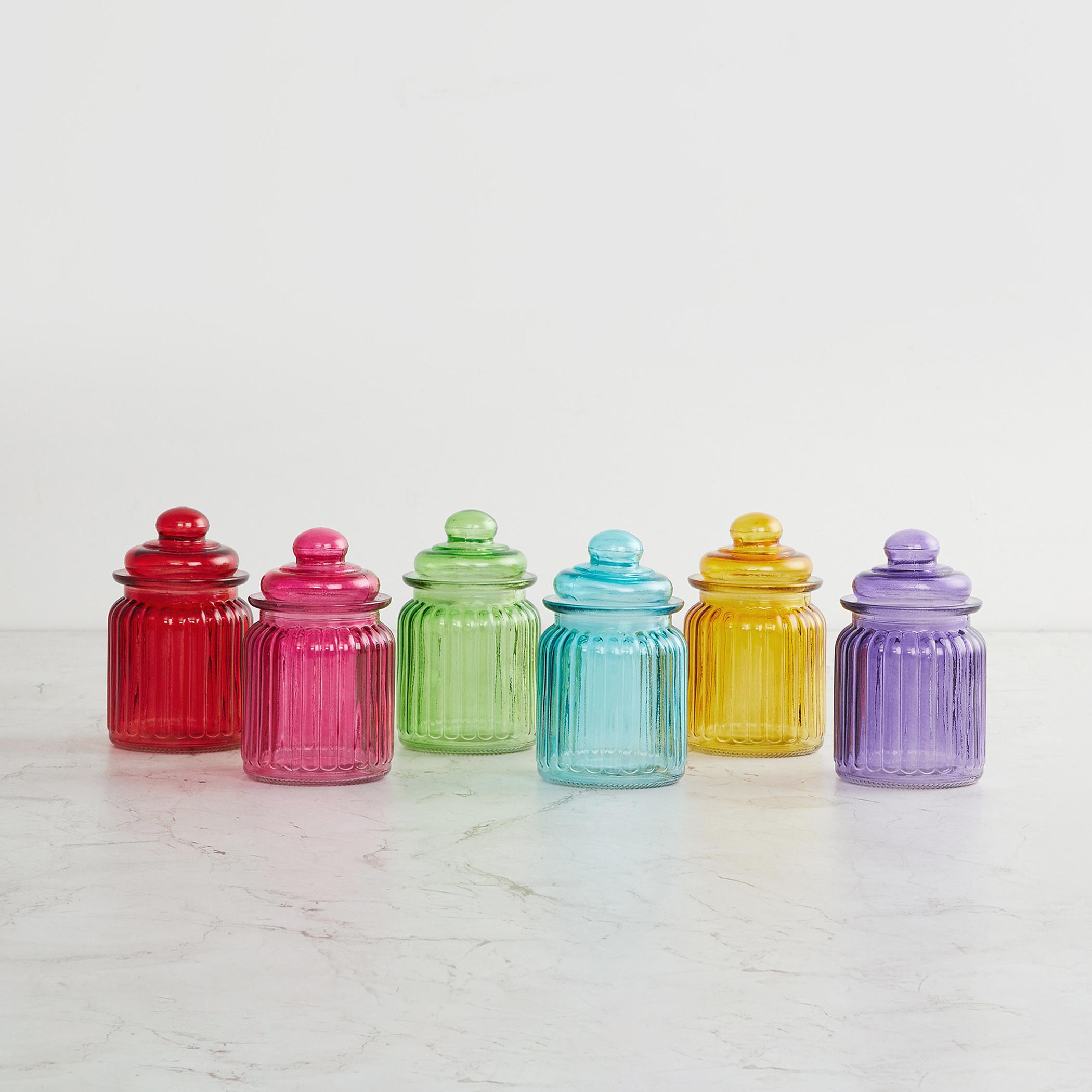 Corsica Essentials Set of 6 Glass Jars - 250ml in Multicolour