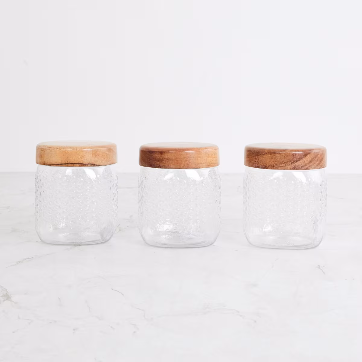 Corsica Elfin Set of 3 Wooden Lid Pet Jars - 650ml in Multicolour