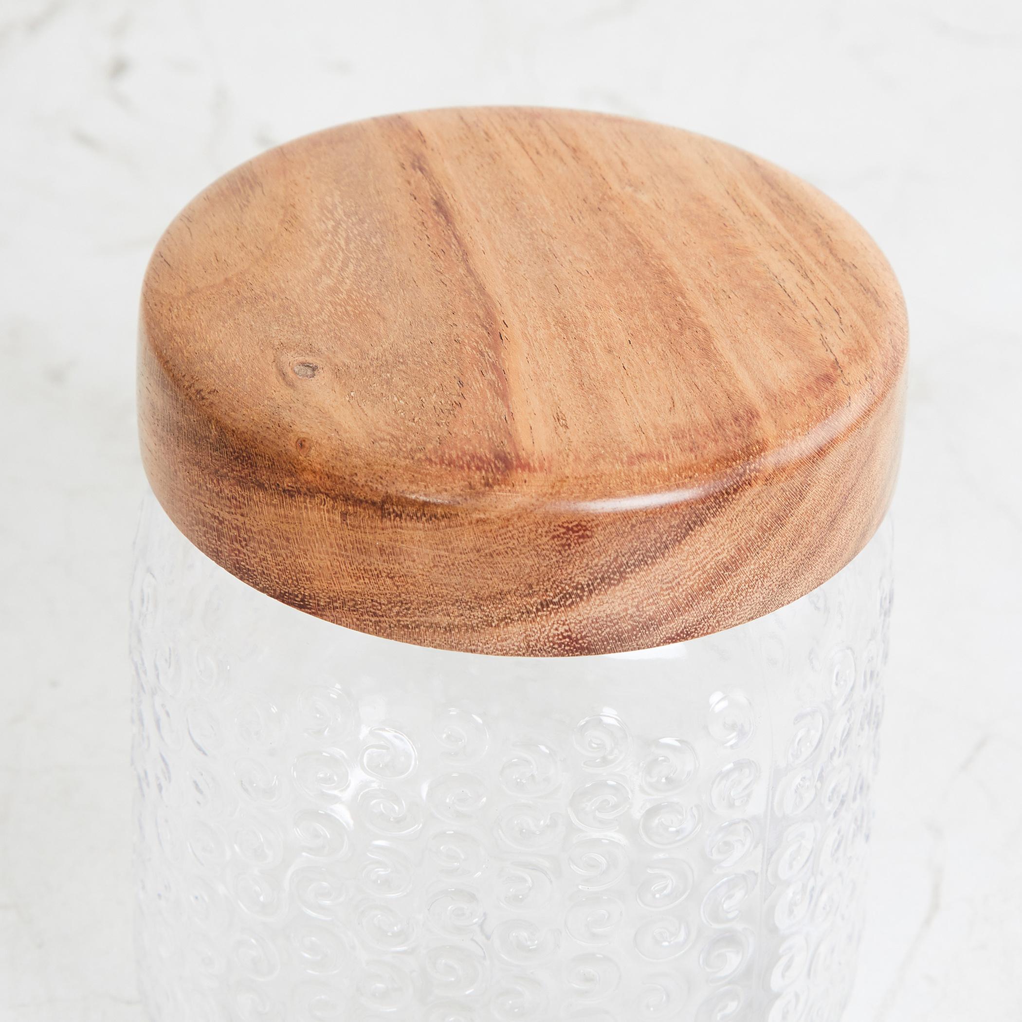 Corsica Elfin Set of 3 Wooden Lid Pet Jars - 650ml in Multicolour