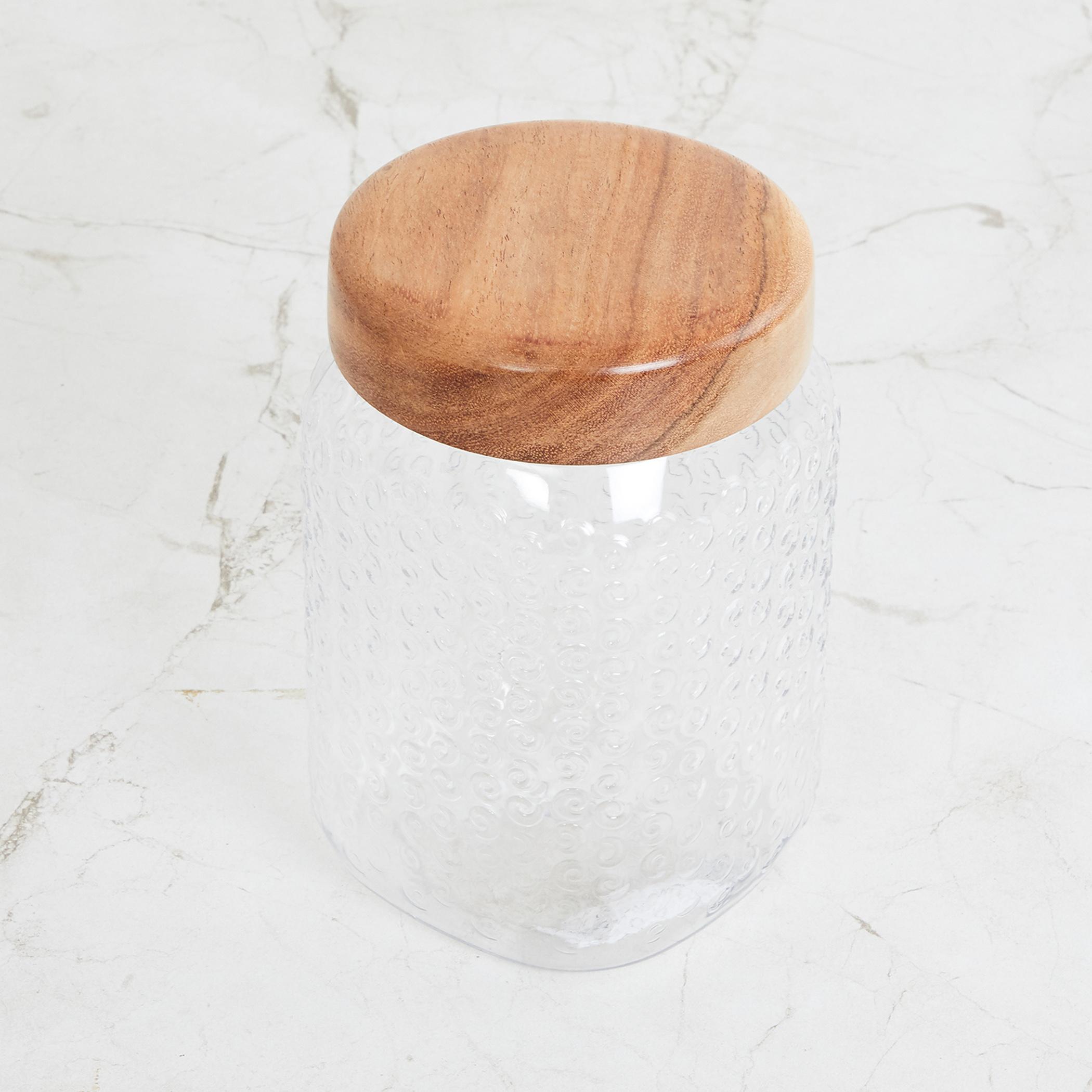 Corsica Elfin Set of 3 Wooden Lid Pet Jars - 900ml in Transparent