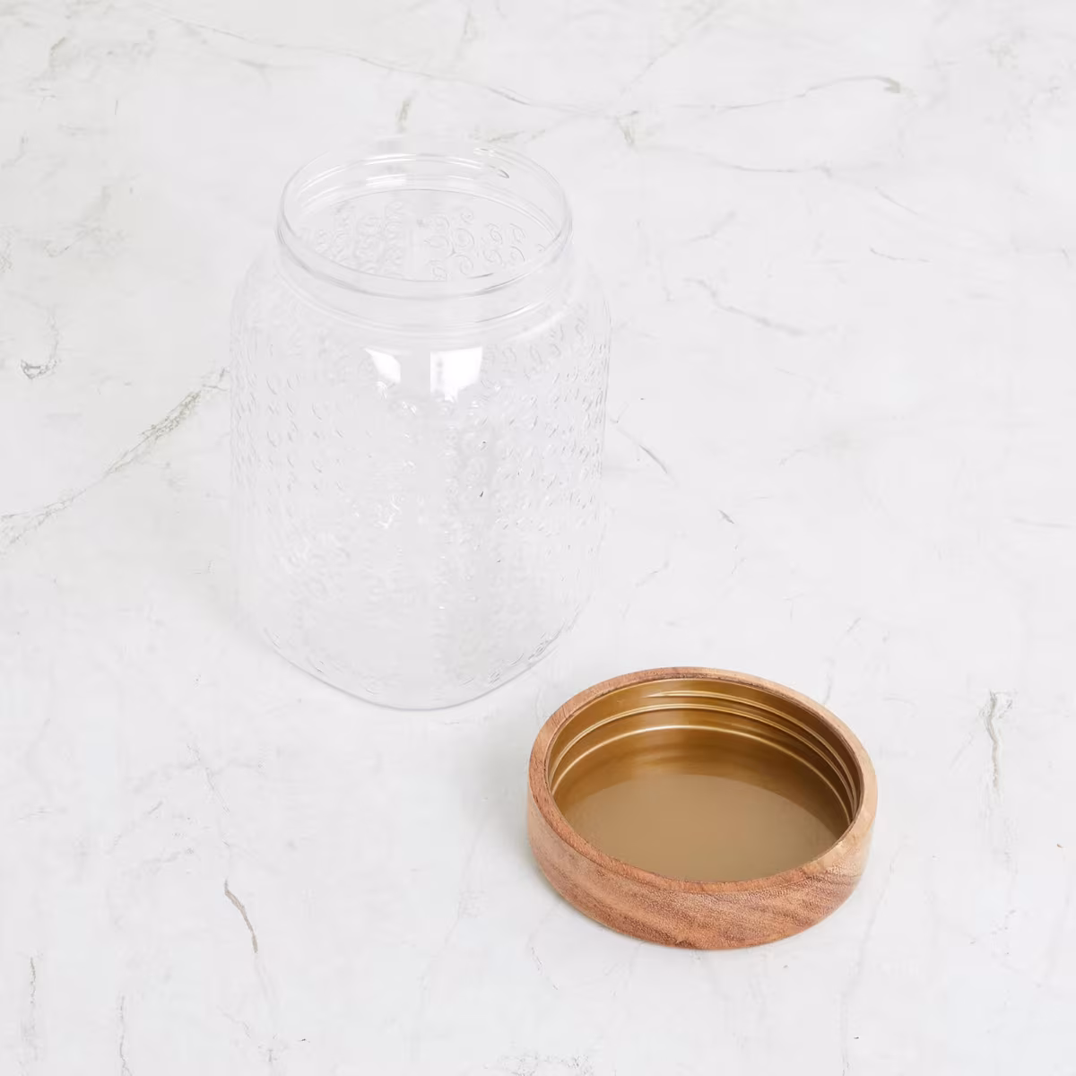 Corsica Elfin Set of 3 Wooden Lid Pet Jars - 900ml in Transparent