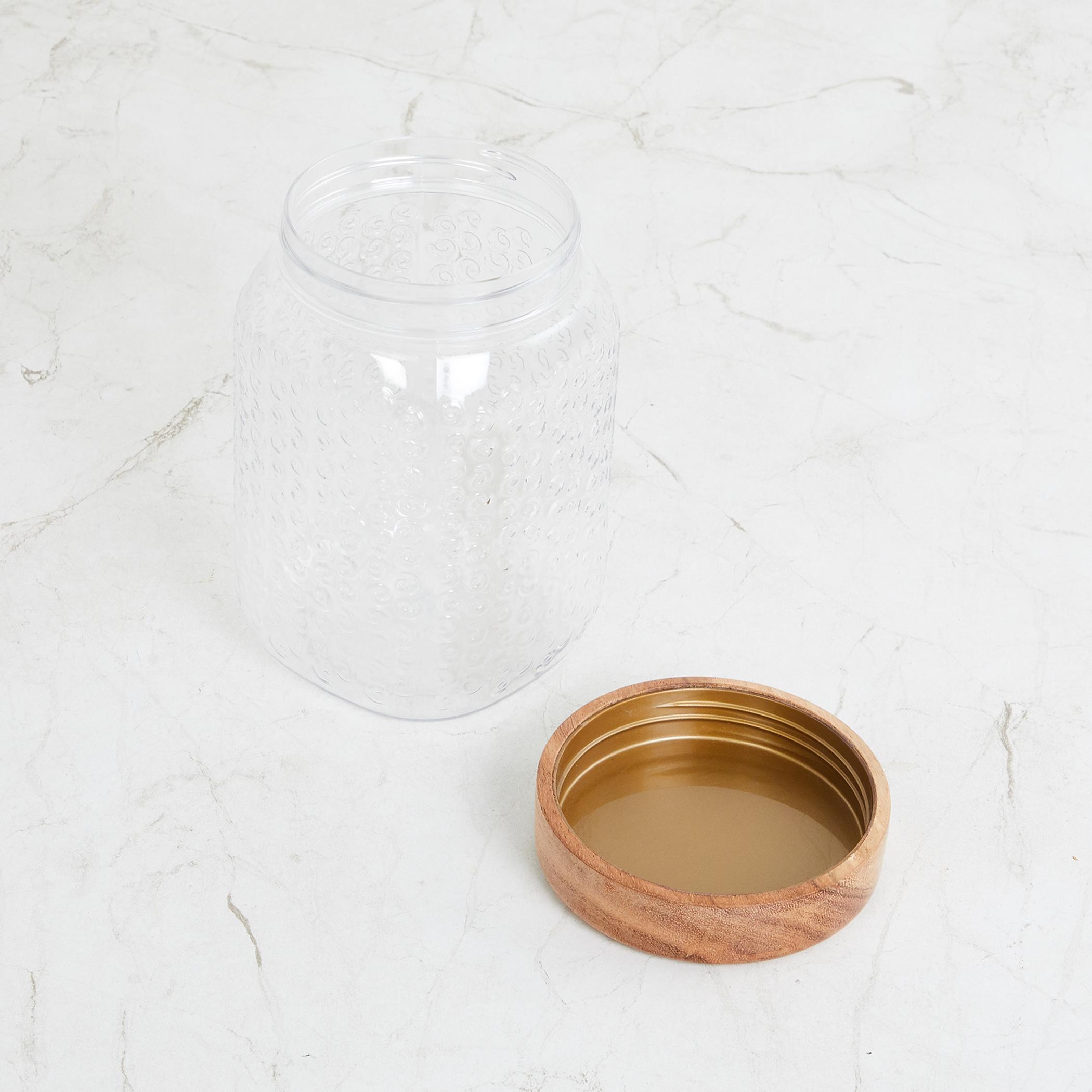 Corsica Elfin Set of 3 Wooden Lid Pet Jars - 900ml in Transparent