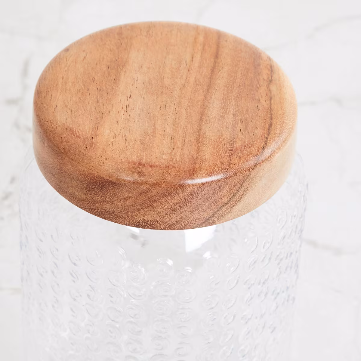 Corsica Elfin Set of 3 Wooden Lid Pet Jars - 900ml in Transparent
