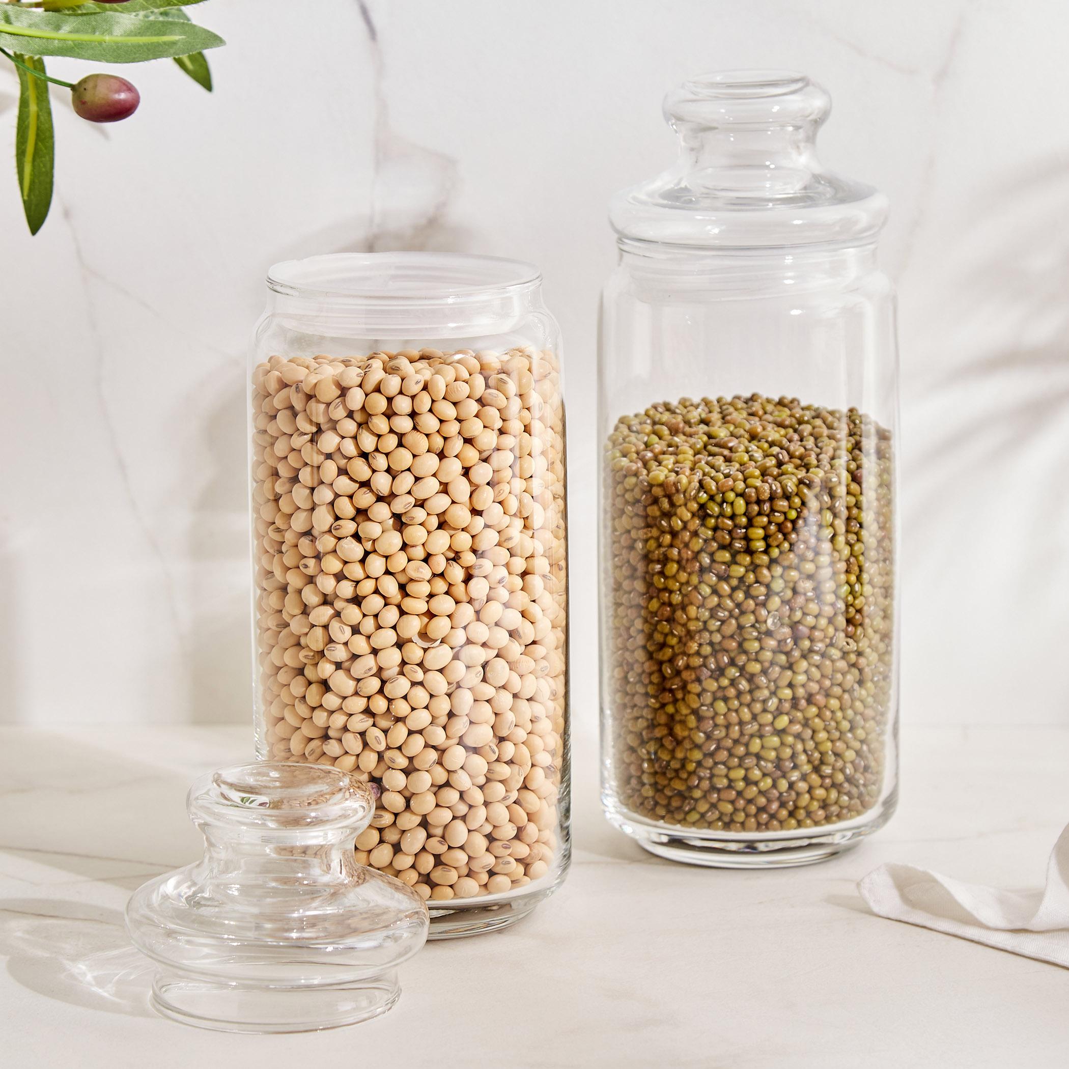 OCEAN Set of 2 Glass Pop Jars - 1L in Transparent