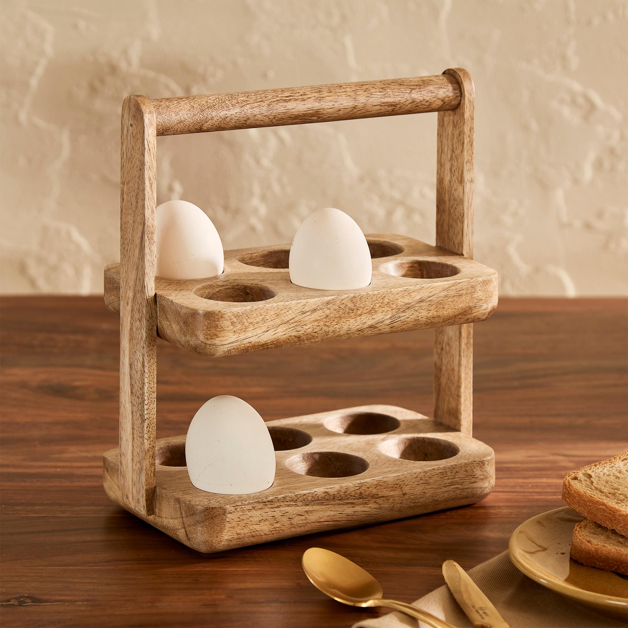 Mirage Wood 2-Tier Egg Tray in Brown