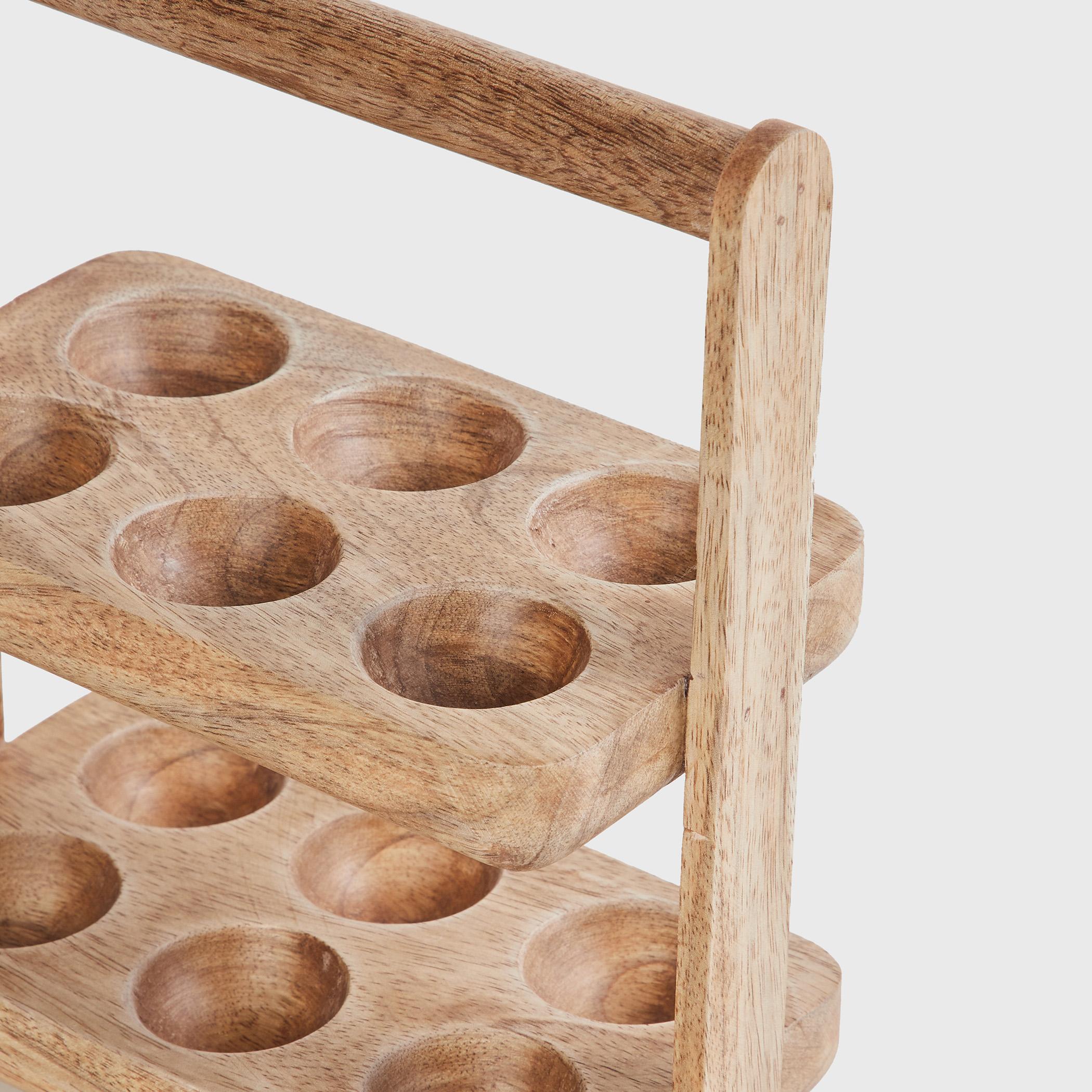 Mirage Wood 2-Tier Egg Tray in Brown