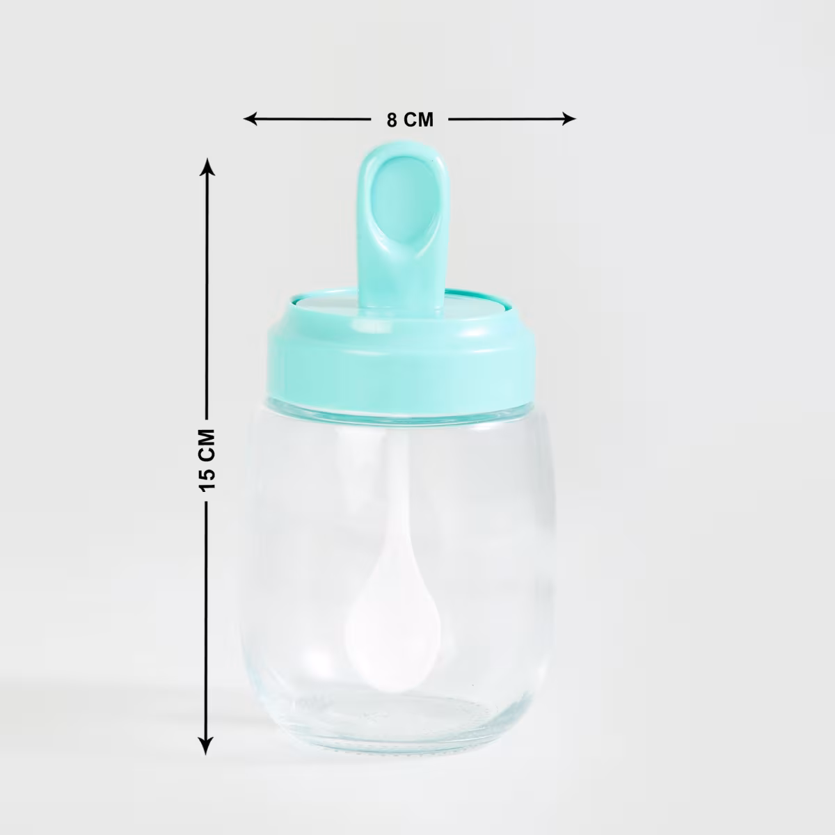 Pamolive Glass Condiment Jar with Spoon - 290ml in Blue