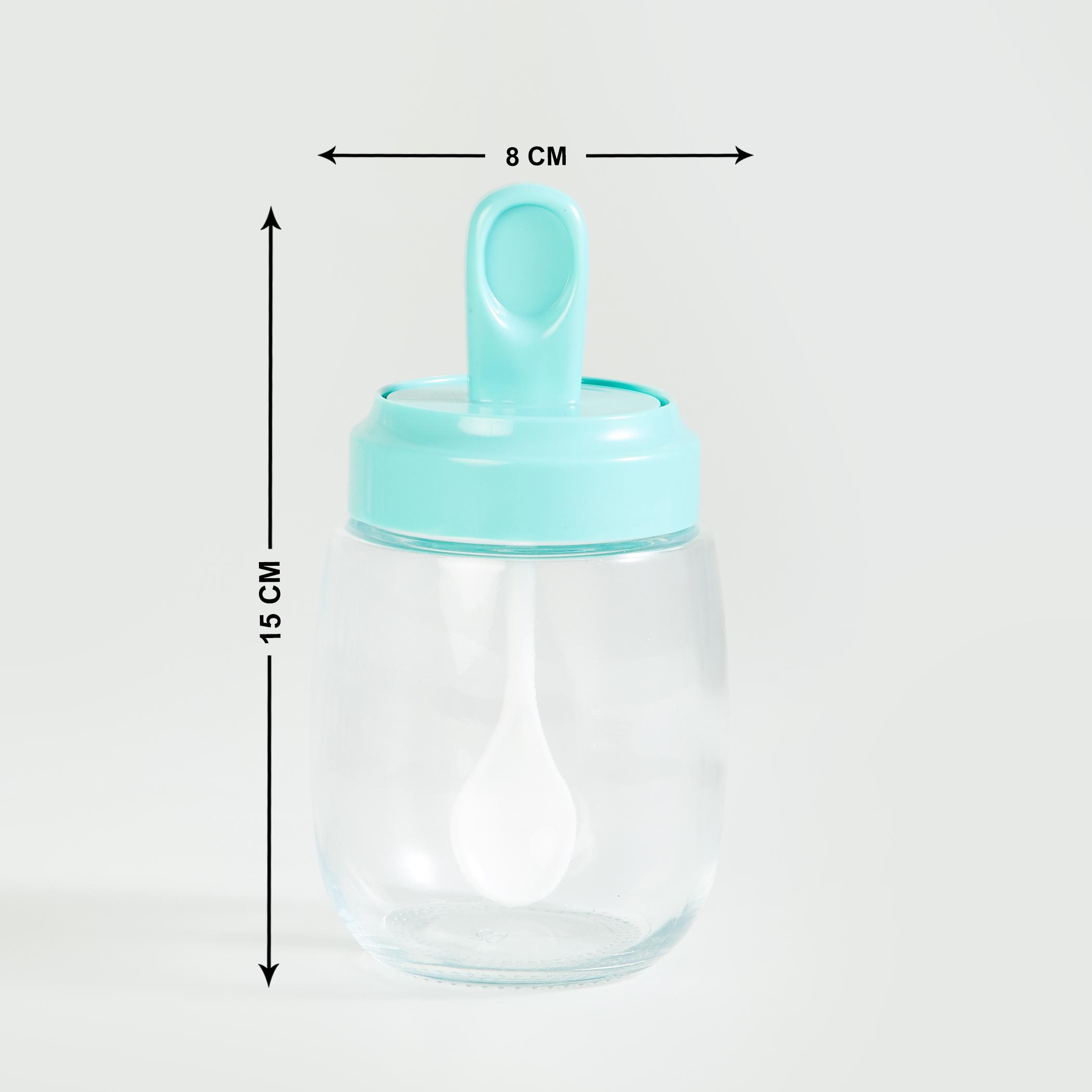 Pamolive Glass Condiment Jar with Spoon - 290ml in Blue
