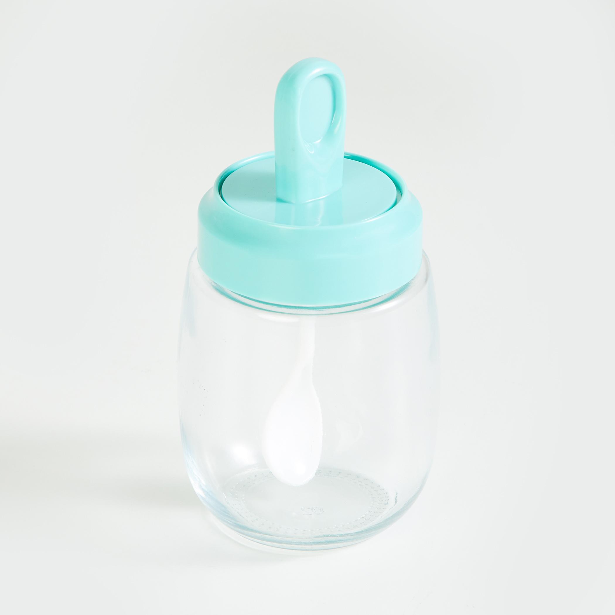 Pamolive Glass Condiment Jar with Spoon - 290ml in Blue