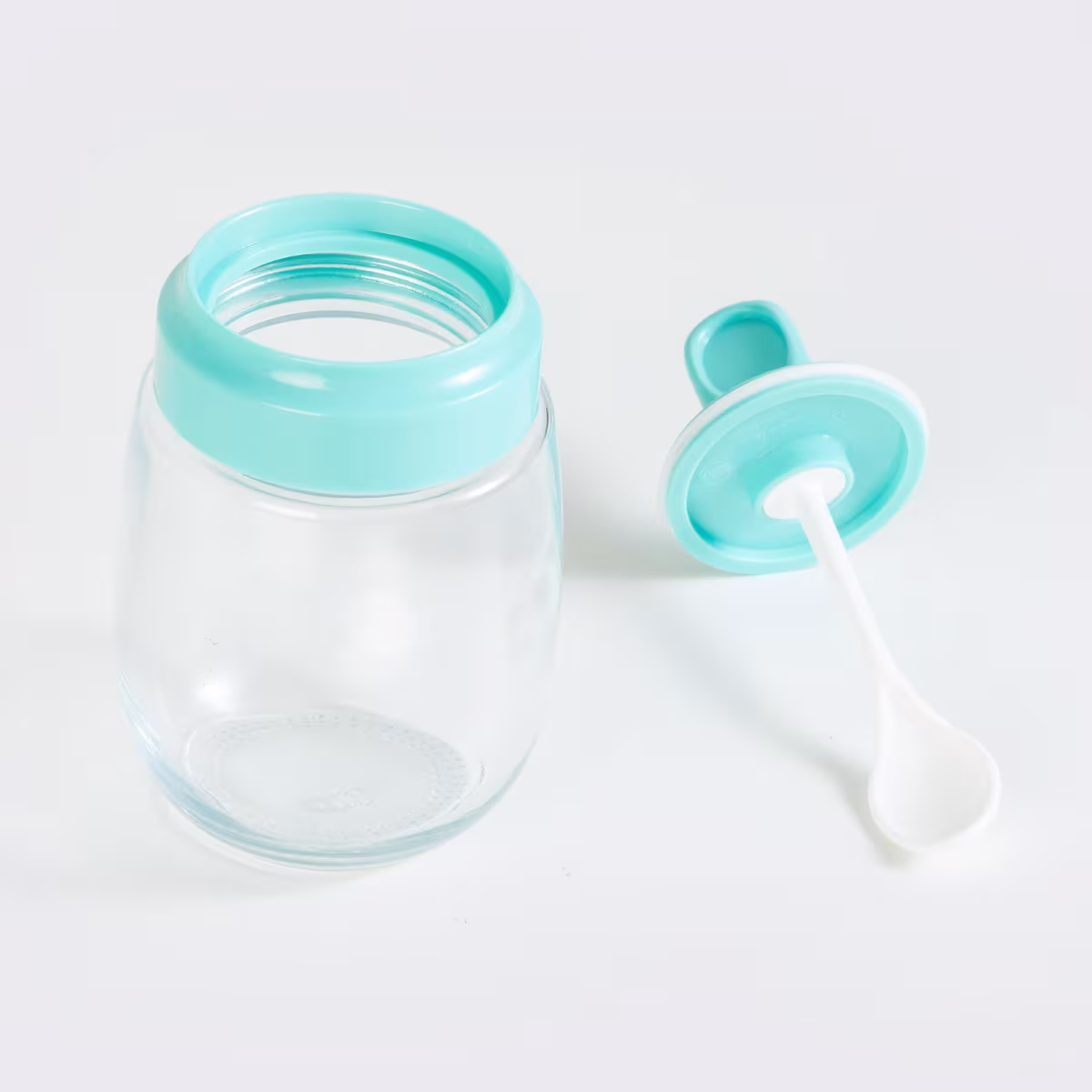 Pamolive Glass Condiment Jar with Spoon - 290ml in Blue