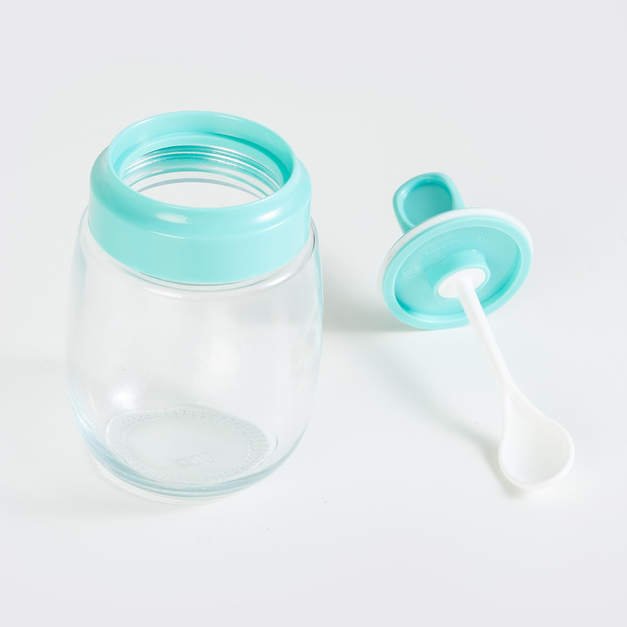 Pamolive Glass Condiment Jar with Spoon - 290ml in Blue