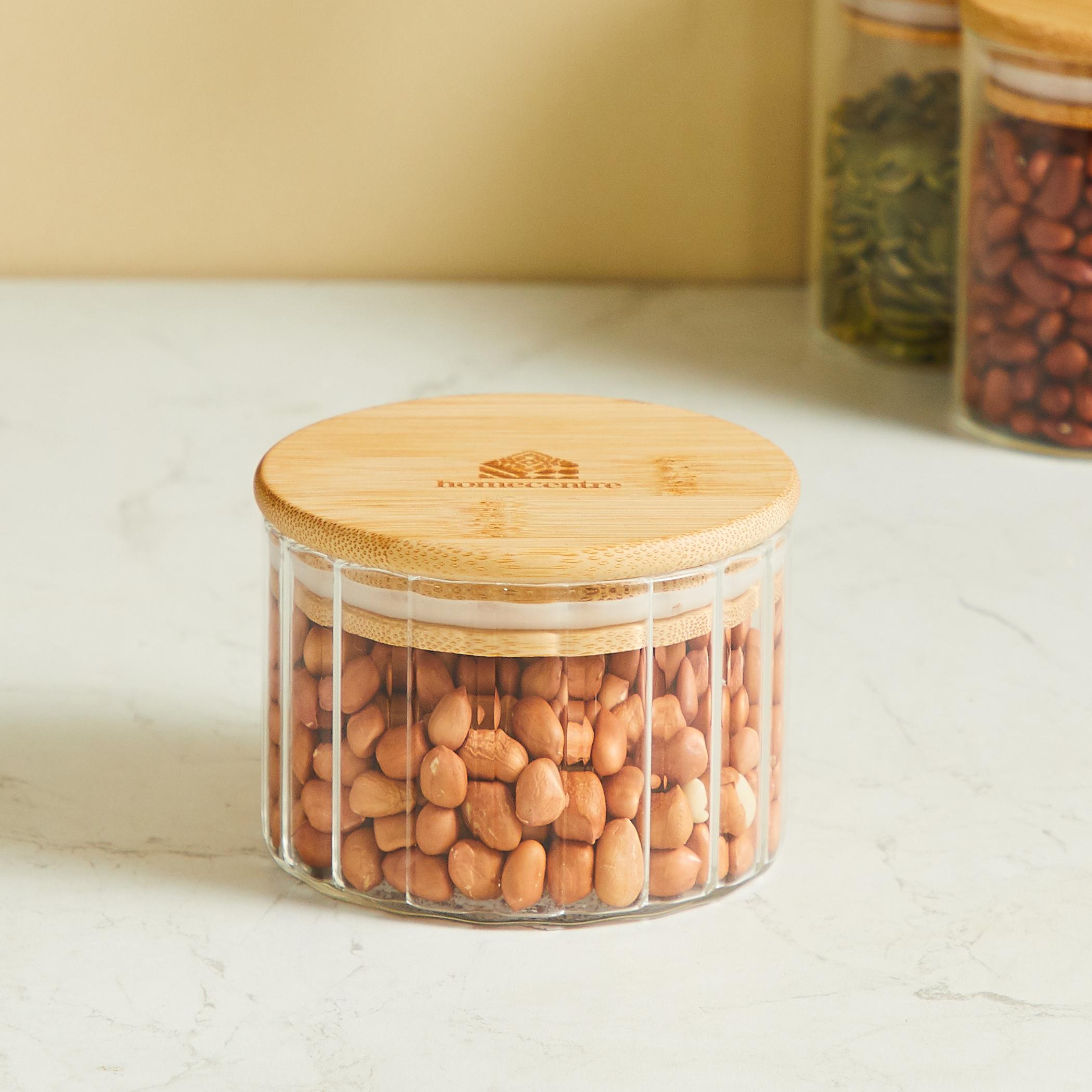 Spinel Glass Storage Canister with Bamboo Lid - 250ml in Transparent