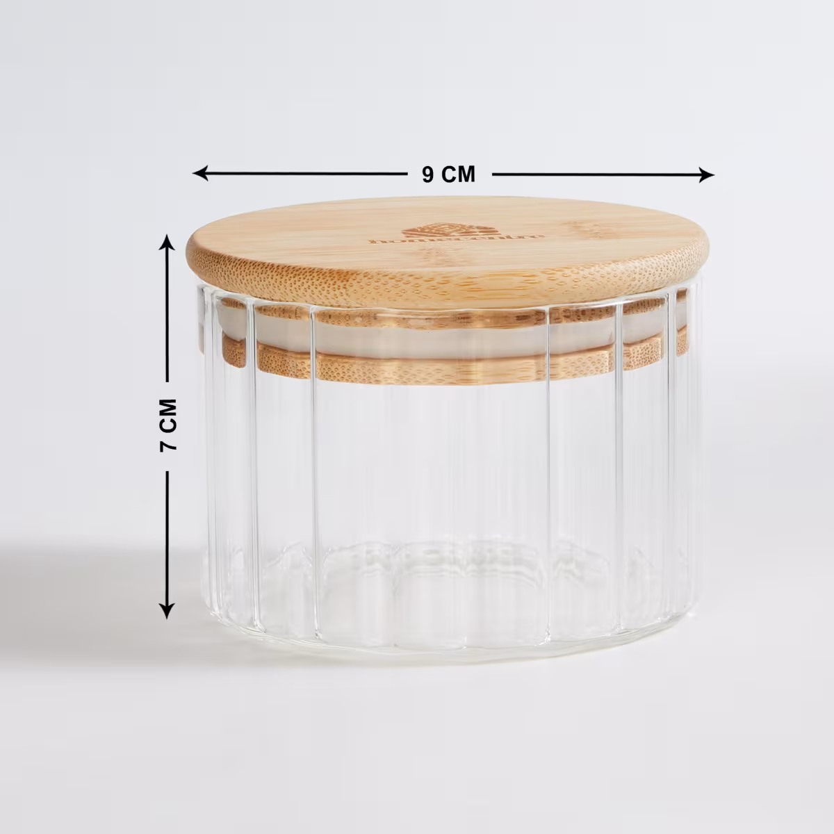 Spinel Glass Storage Canister with Bamboo Lid - 250ml in Transparent