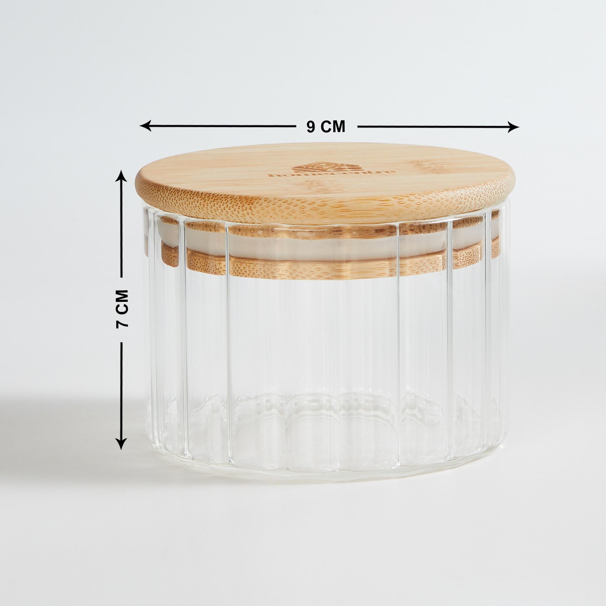 Spinel Glass Storage Canister with Bamboo Lid - 250ml in Transparent