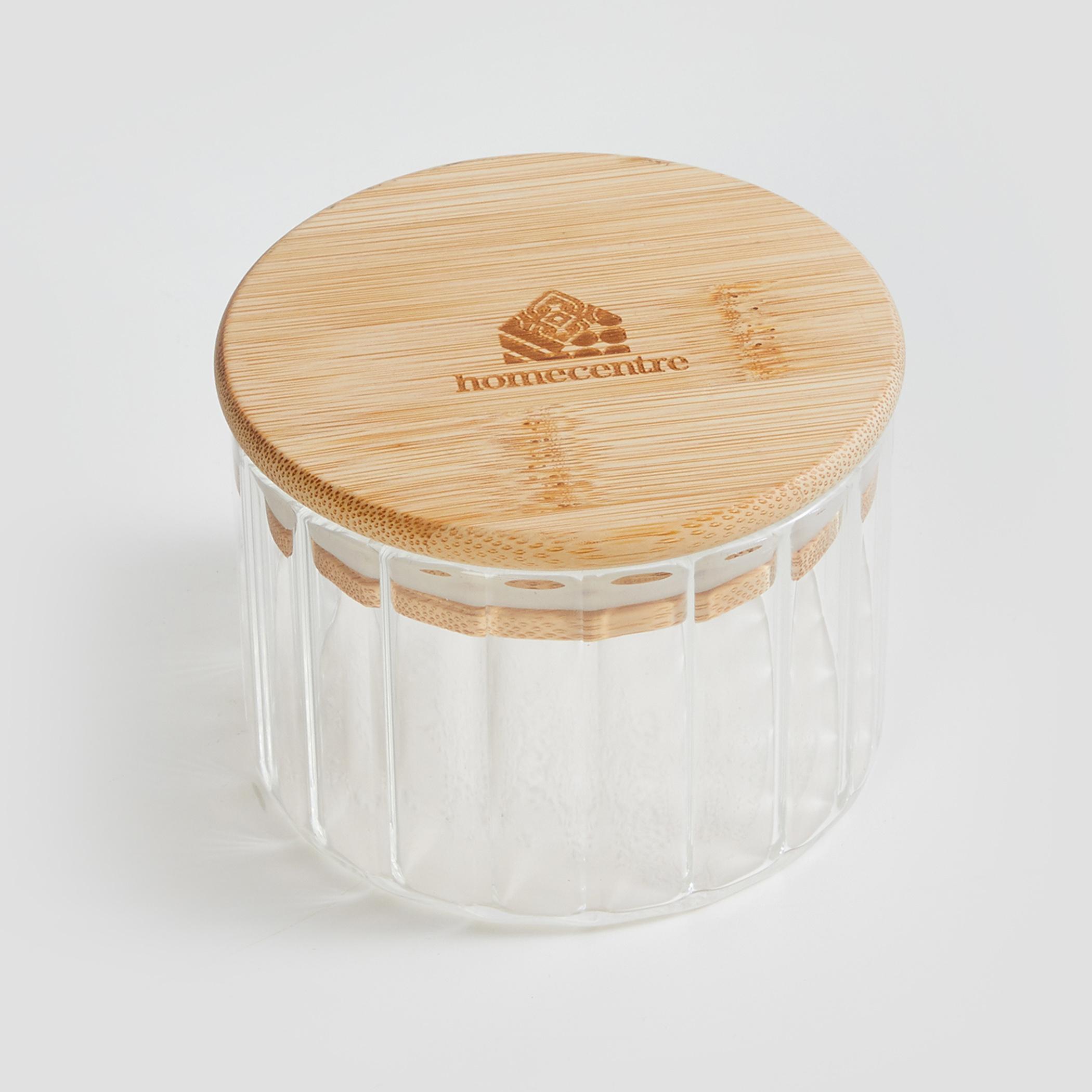 Spinel Glass Storage Canister with Bamboo Lid - 250ml in Transparent